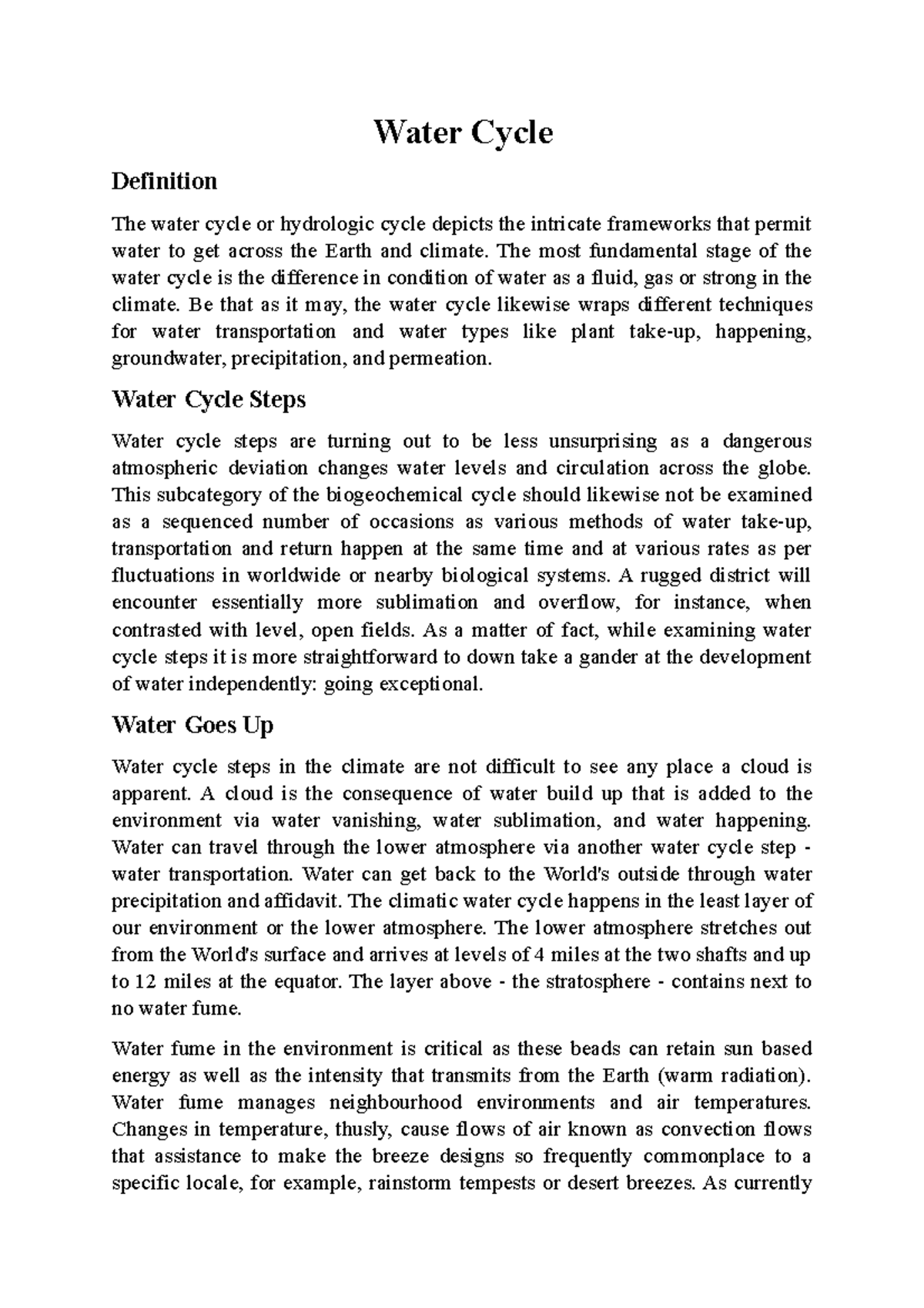 Water Cycle Water Cycle Definition The water cycle or hydrologic