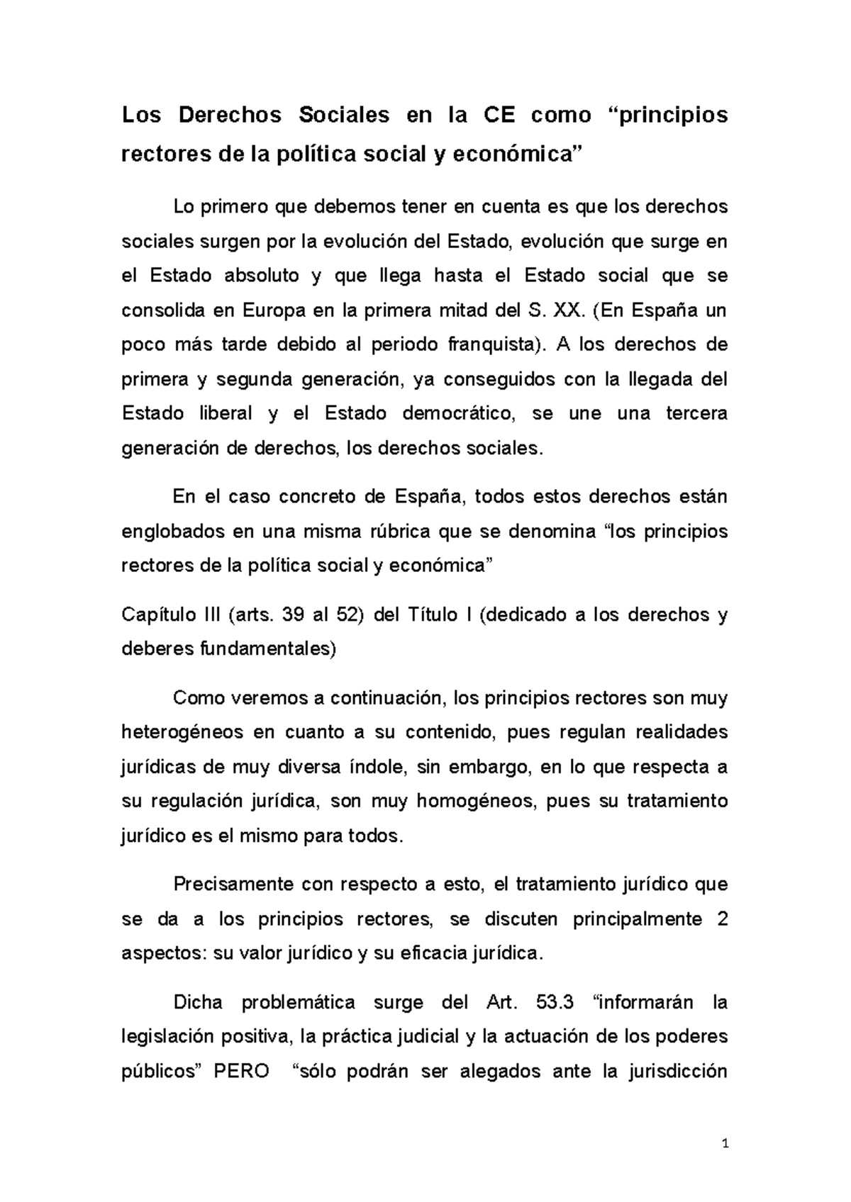 Principios rectores - Los Derechos Sociales en la CE como “principios ...