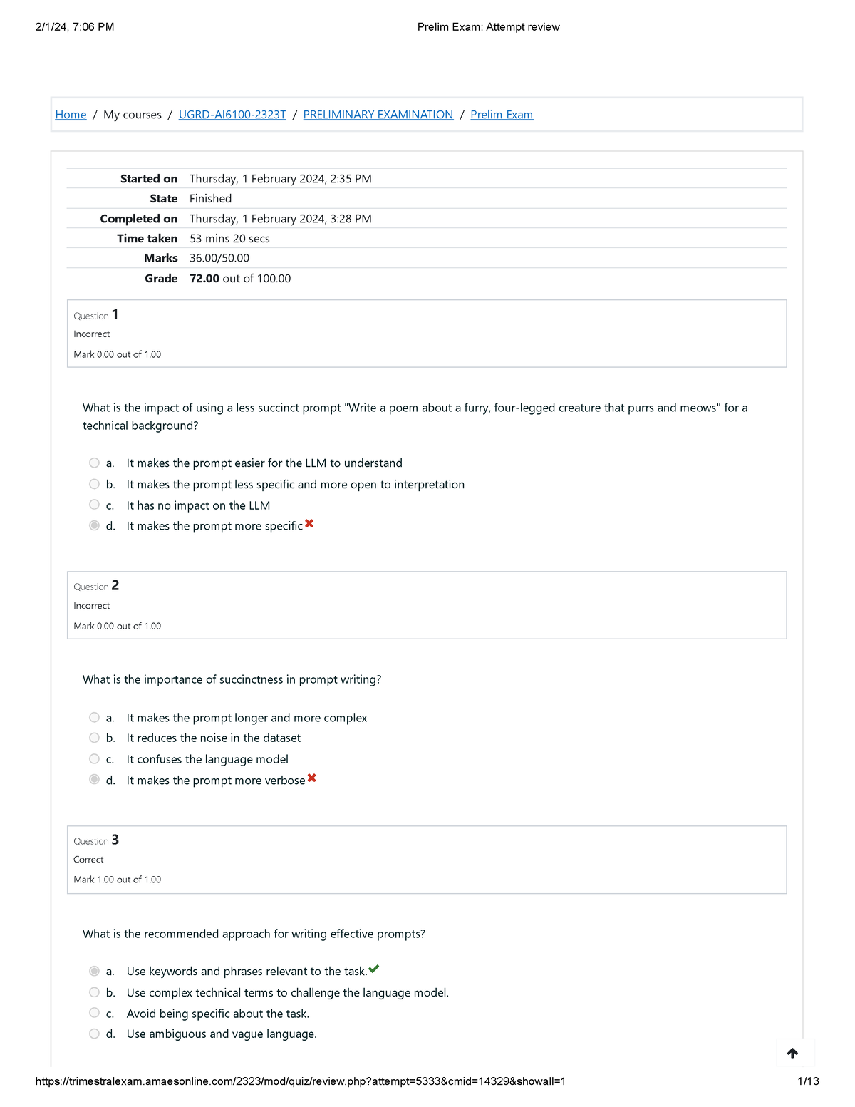 AI Prompt Prelim EXAM Merge - Home / My courses / UGRD-AI6100-2323T ...