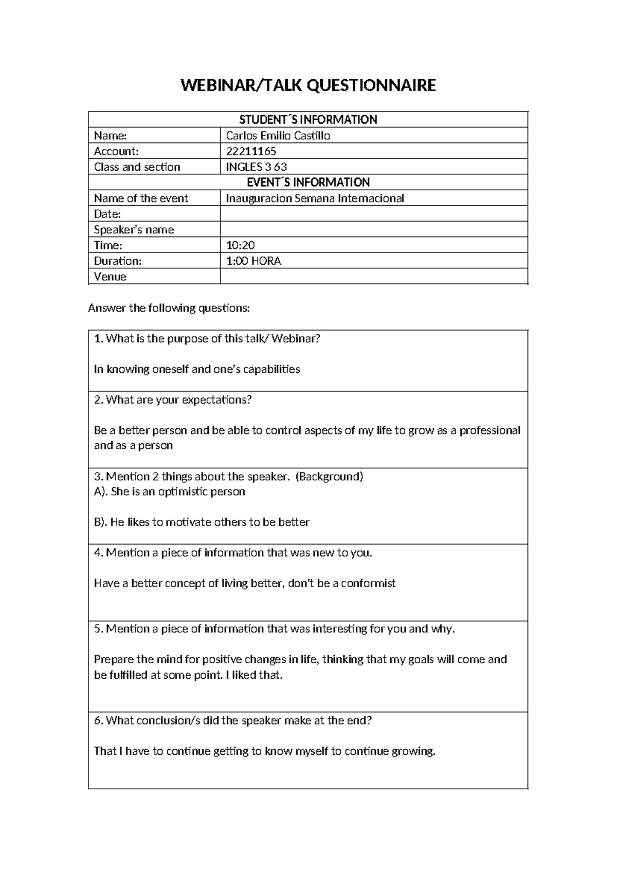 Webinar-TALK Questionnaire CE - WEBINAR/TALK QUESTIONNAIRE STUDENT ́S ...