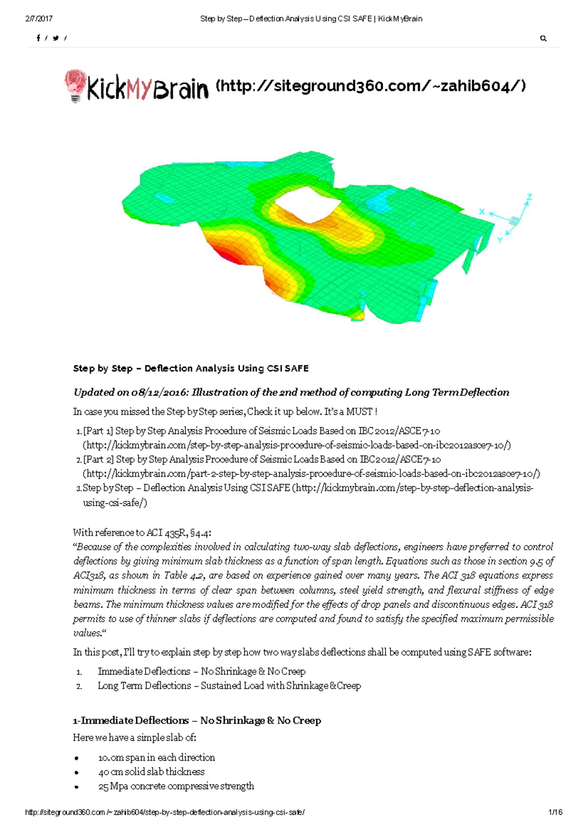 Long Term Deflection Analysis Using CSI SAFE - / / (siteground360 ...