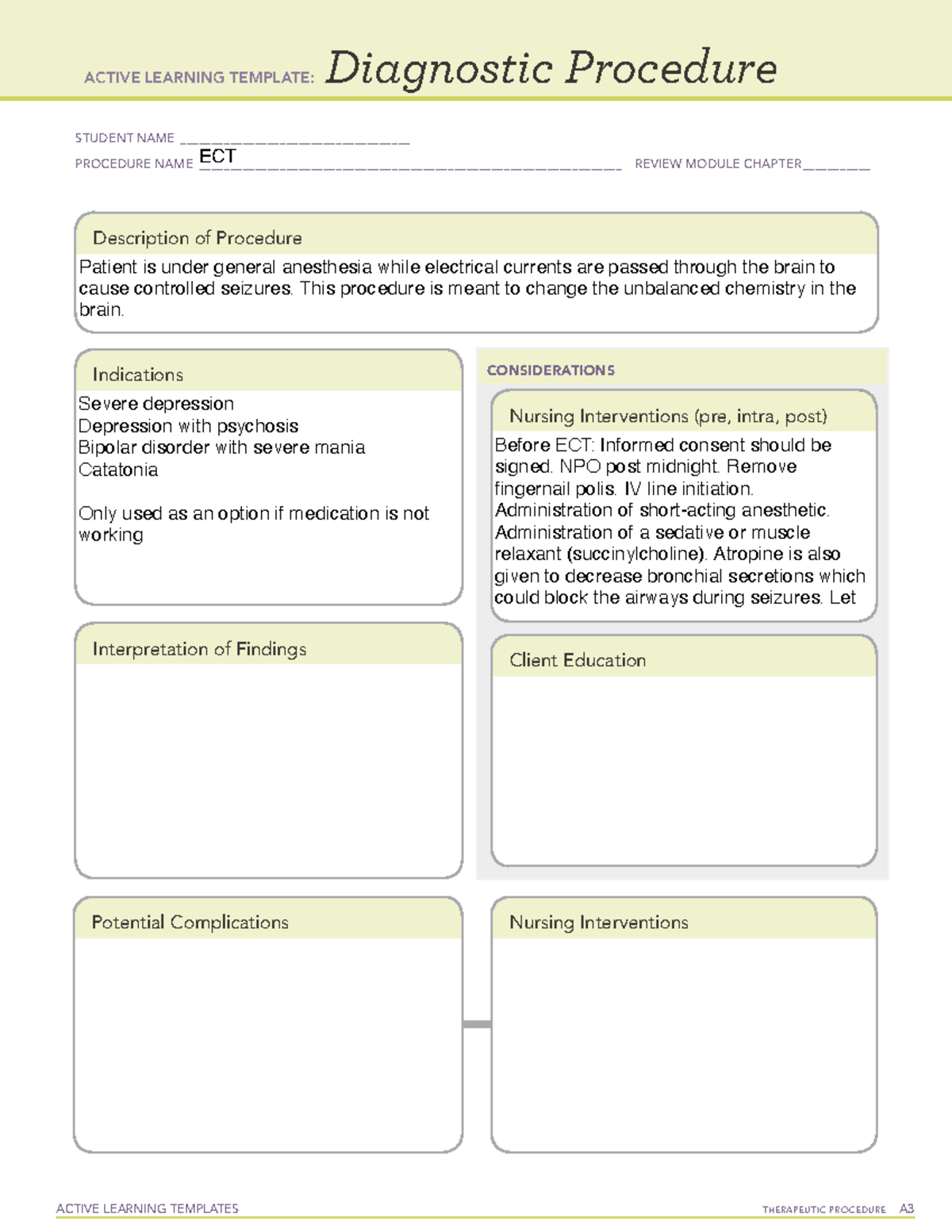 ECT - Mental health - ACTIVE LEARNING TEMPLATES THERAPEUTIC PROCEDURE A ...