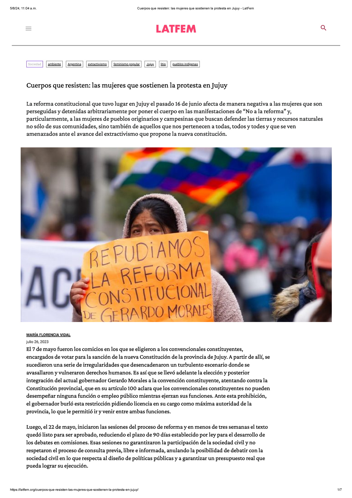 Cuerpos que resisten las mujeres que sostienen la protesta en Jujuy ...