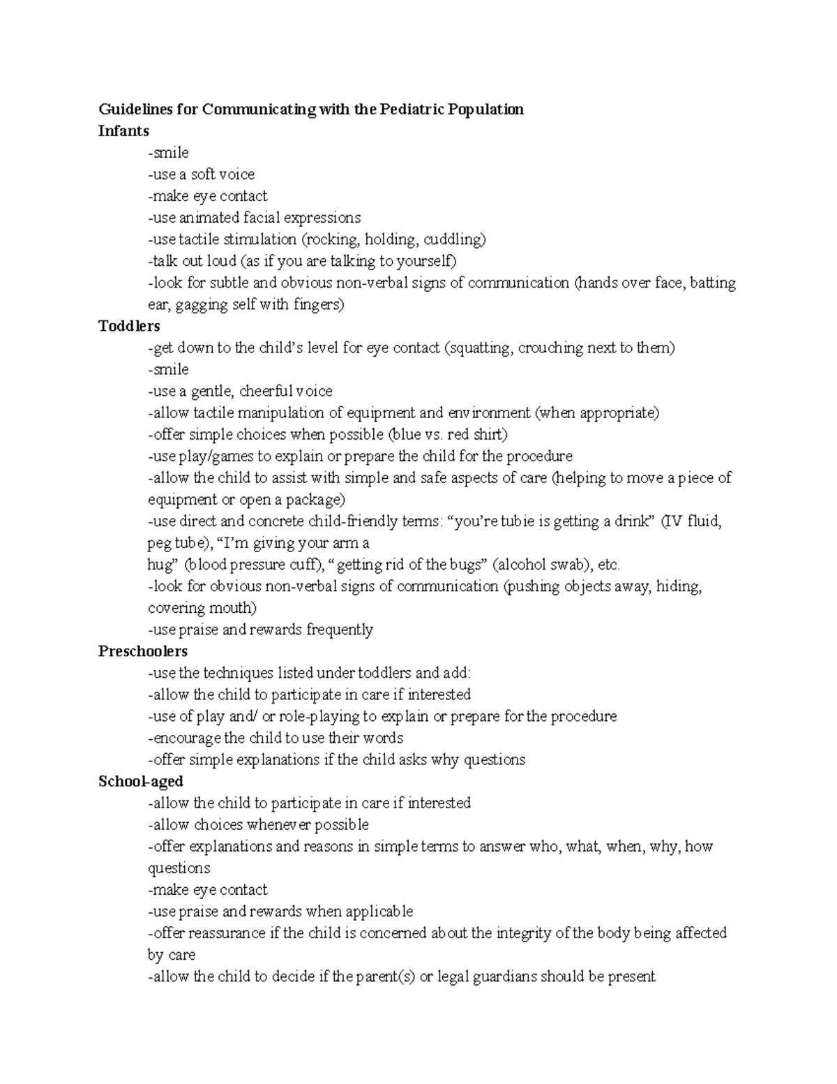 Communicating with Ped Population - Guidelines for Communicating with ...