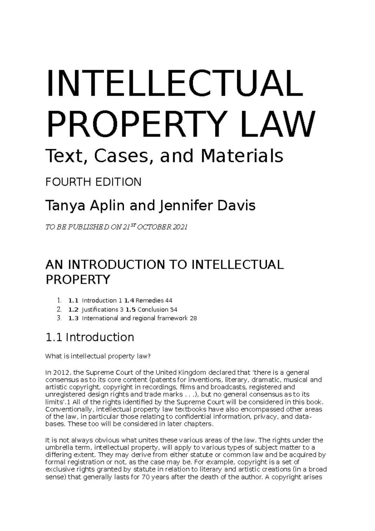 Justifications Tanya 2021 [4th ed INTELLECTUAL PROPERTY LAW Text, Cases, and Materials FOURTH