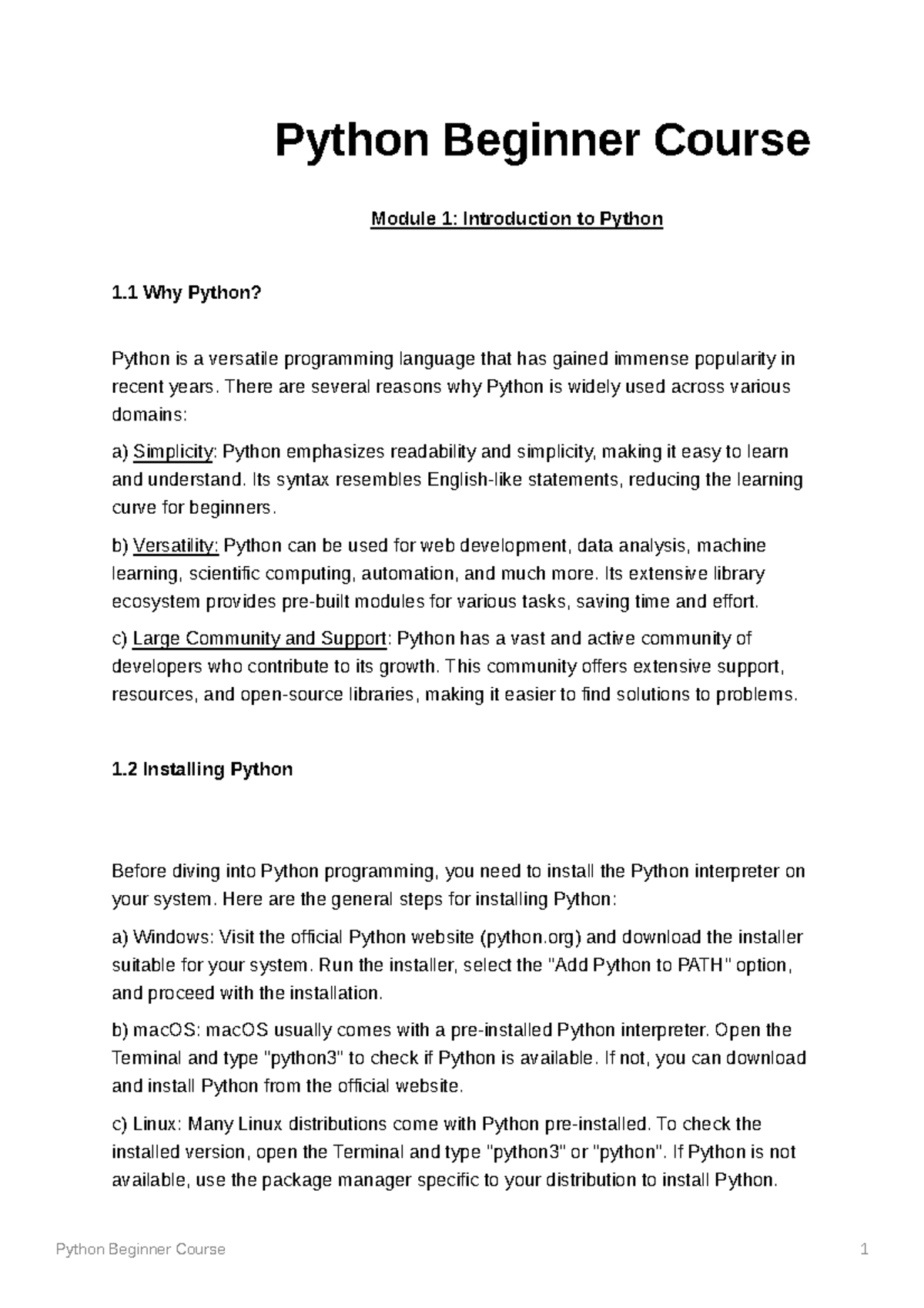 Python notes basic commands - Python Beginner Course Module 1 ...