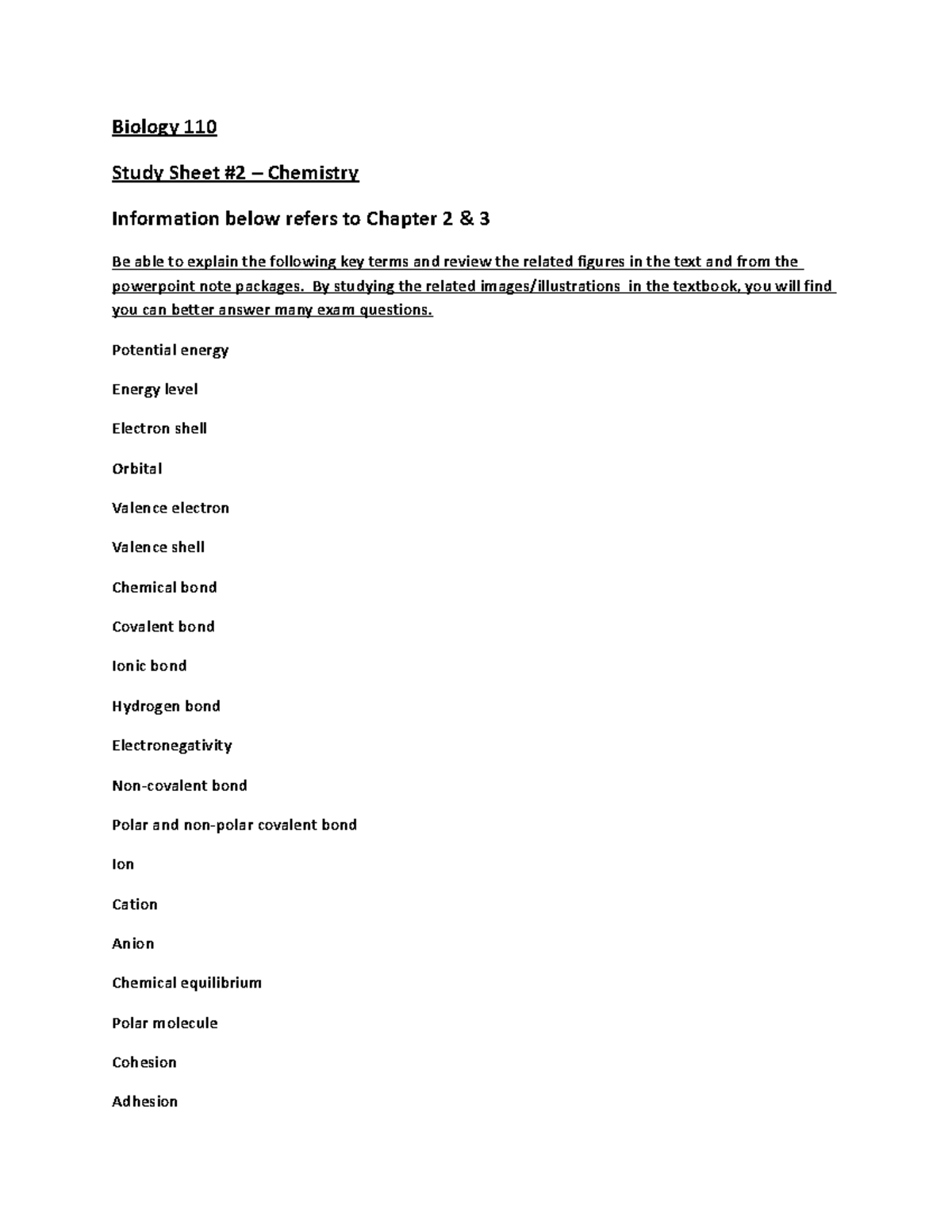 Biology 110 Sheet Db5f878f4e0d1d2fe814f45b51694 C1f - Biology 110 Study ...