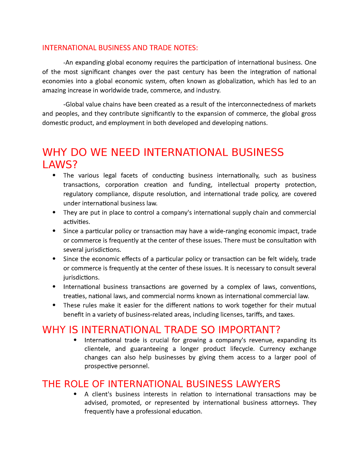 importance of international business and trade essay