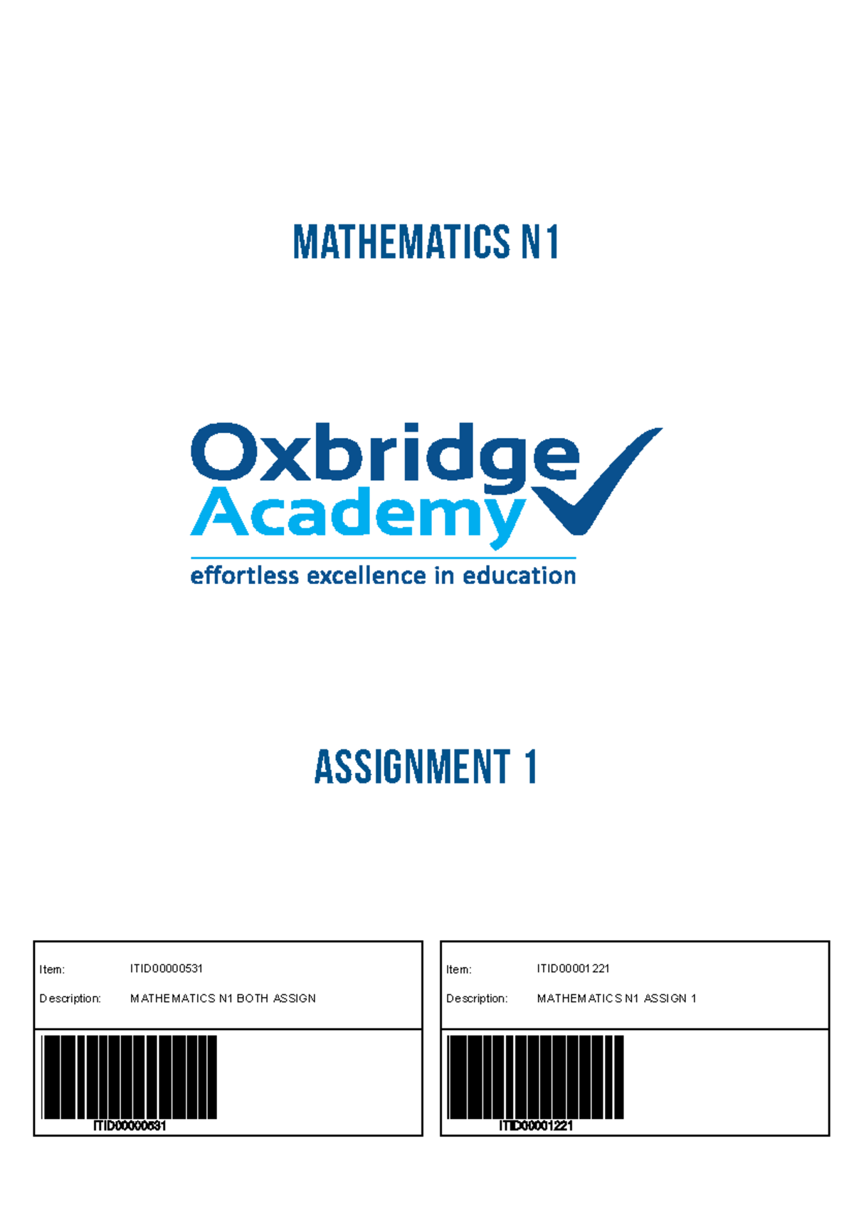 Maths N1 Assignment 1 - 3 - Mathematics N Assignment 1 Item ...