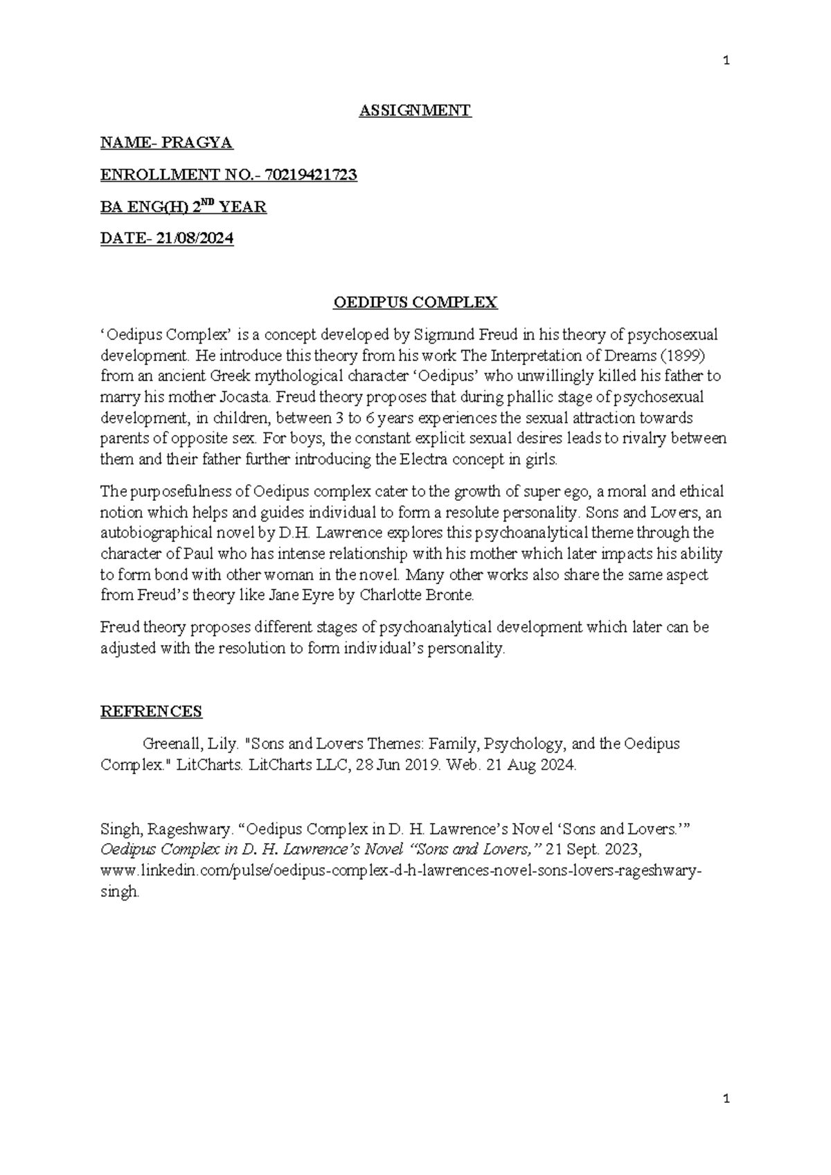 Assignment - assignnment - 1 ASSIGNMENT NAME- PRAGYA ENROLLMENT NO ...