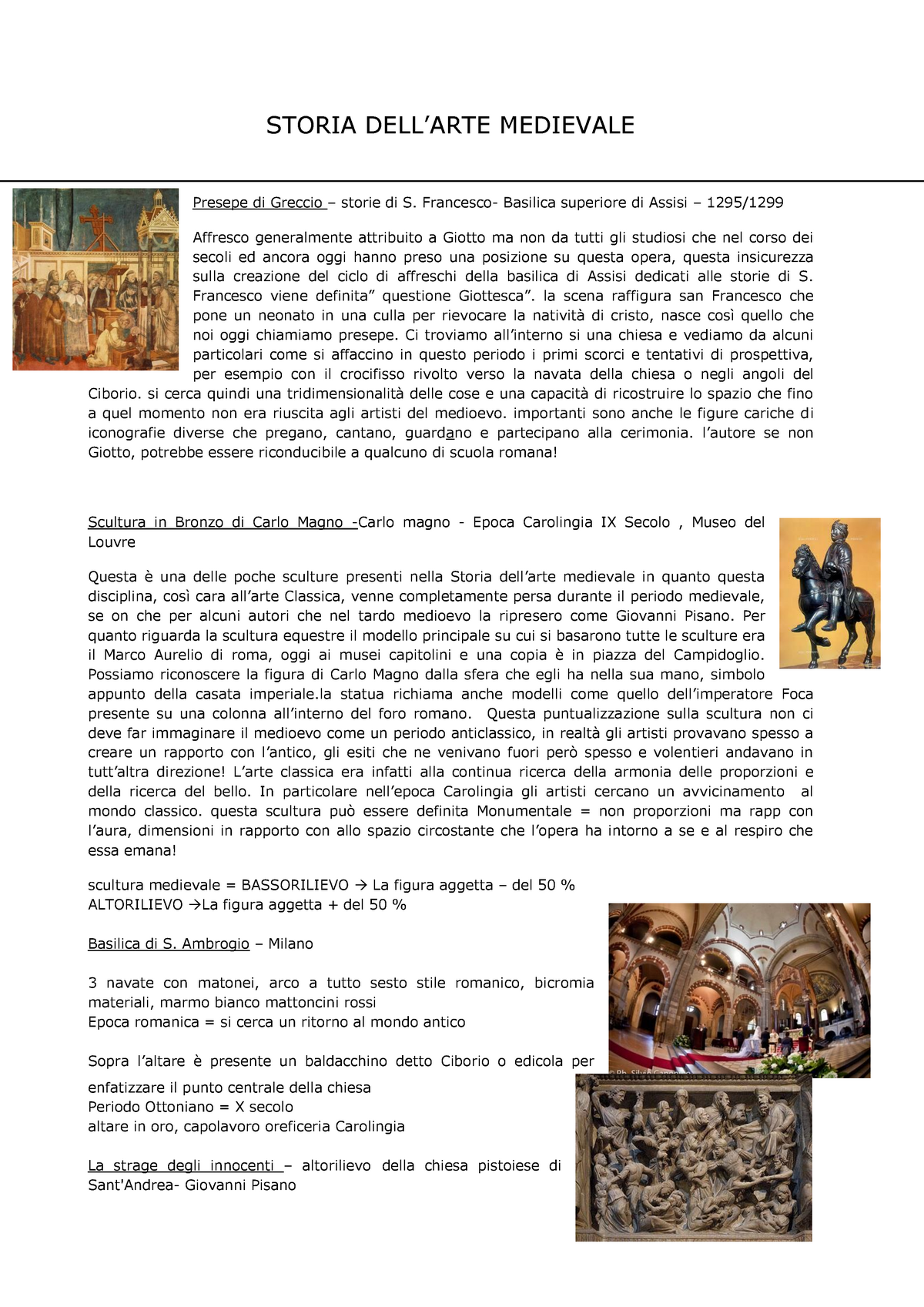 (Riassunto) - Storia Dell'Arte Medioevale - STORIA MEDIEVALE Presepe Di ...