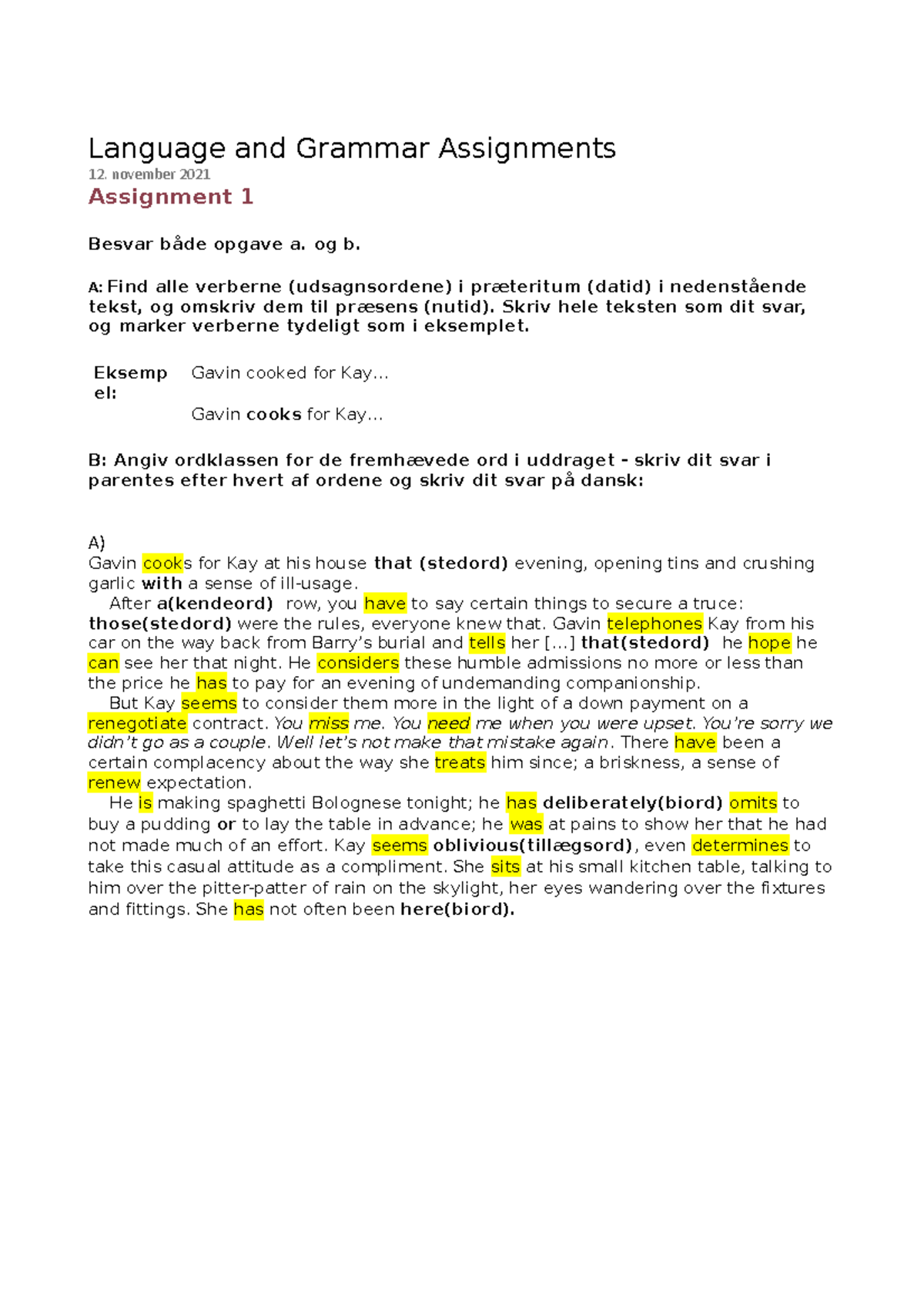 WA 24 - Language and Grammar Assignments - Language and Grammar ...