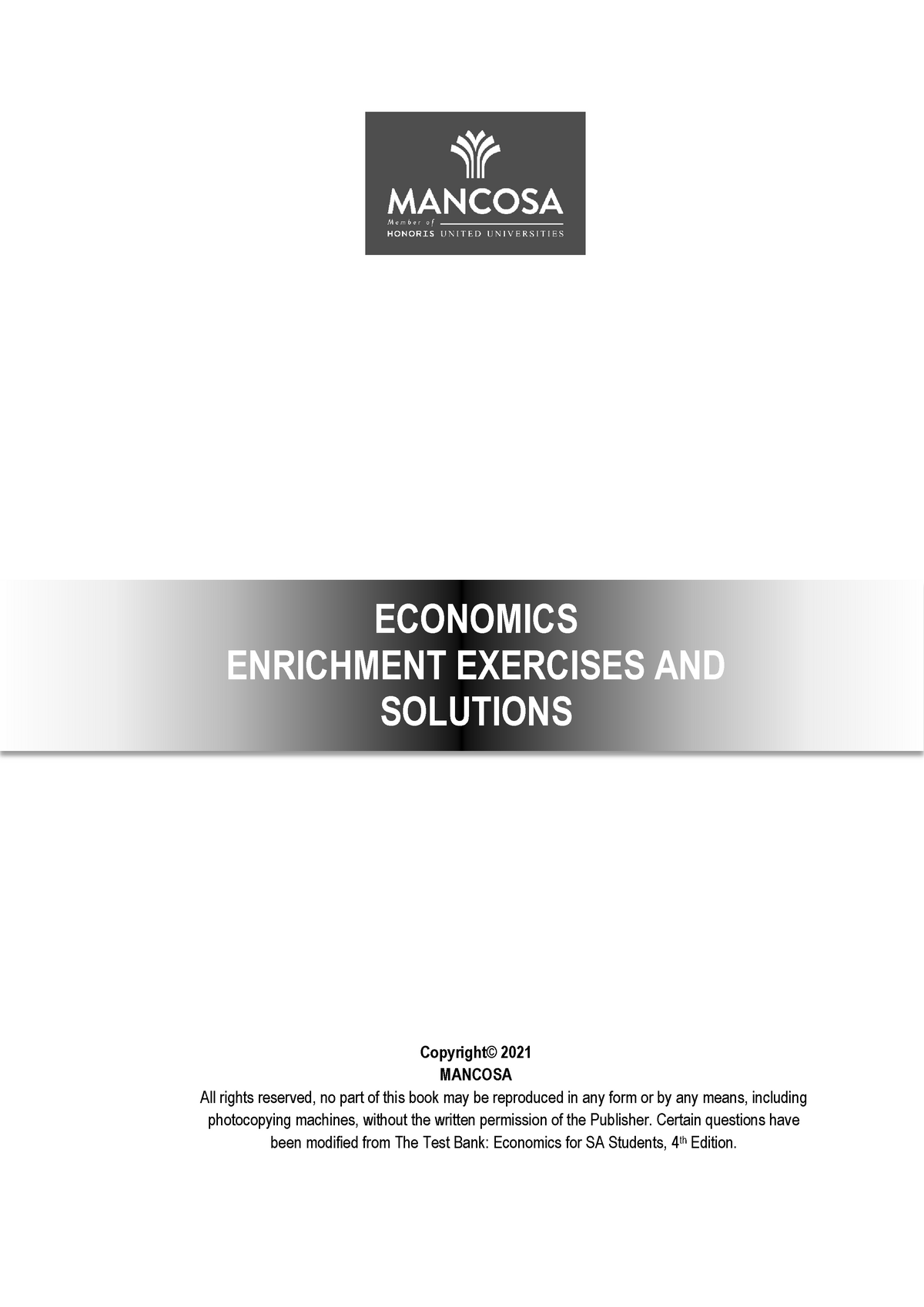 Economics 1A And B Workbook - ECONOMICS ENRICHMENT EXERCISES AND ...