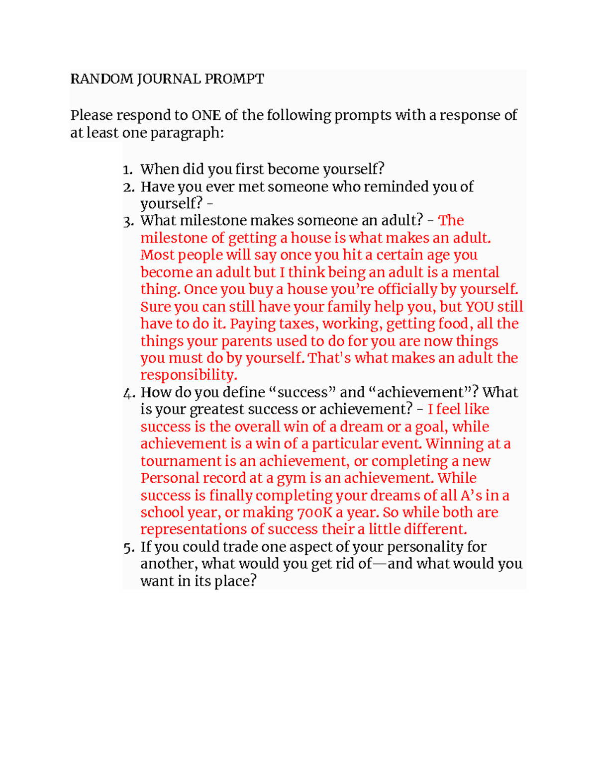 Nasir Harvey - Random Journal Prompt 24-25 - RANDOM JOURNAL PROMPT ...