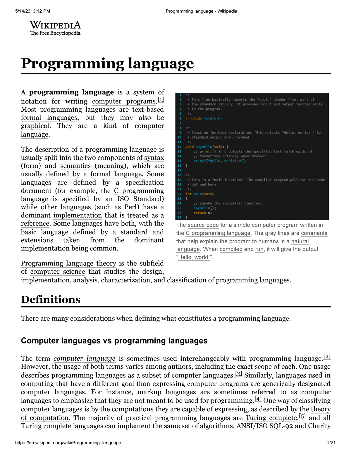 Programming language - Wikipedia