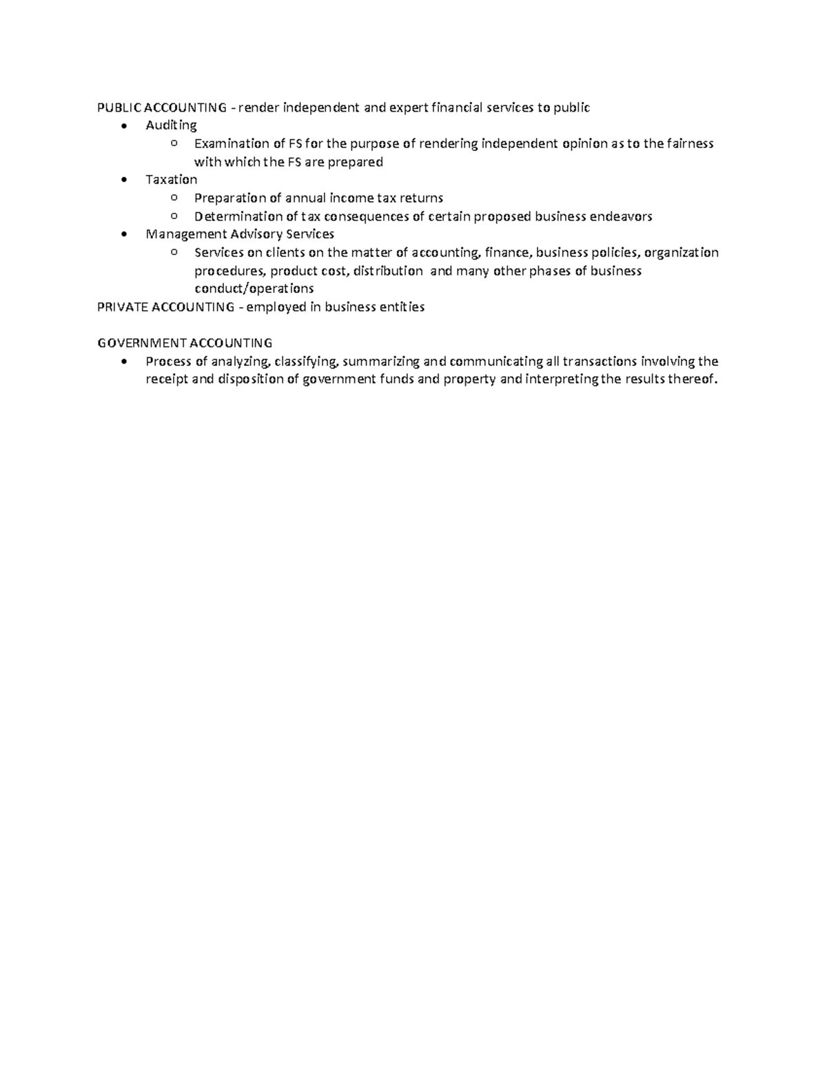 Accounting Branches 101 Financial Accounting PUBLIC ACCOUNTING