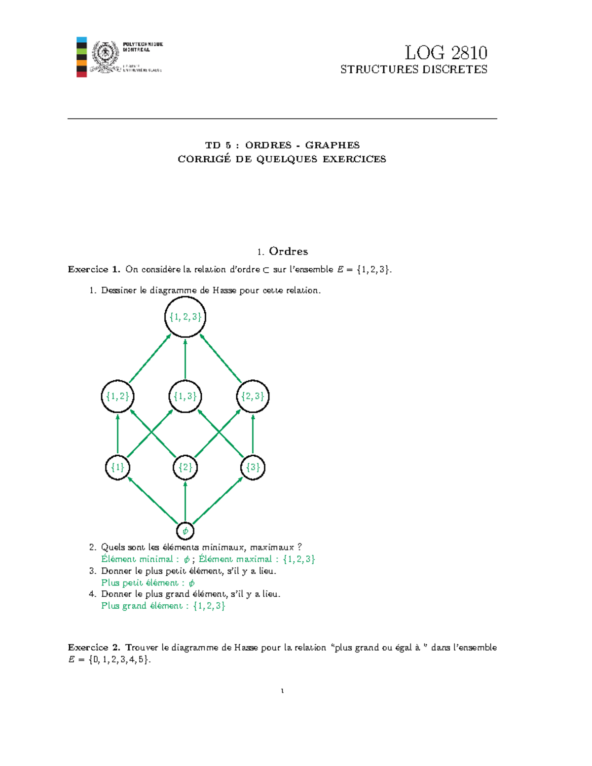 TD5Log2810 Corrige - STRUCTURES DISCRETESLOG 2810 CORRIG ́ TD 5 :E DE ...