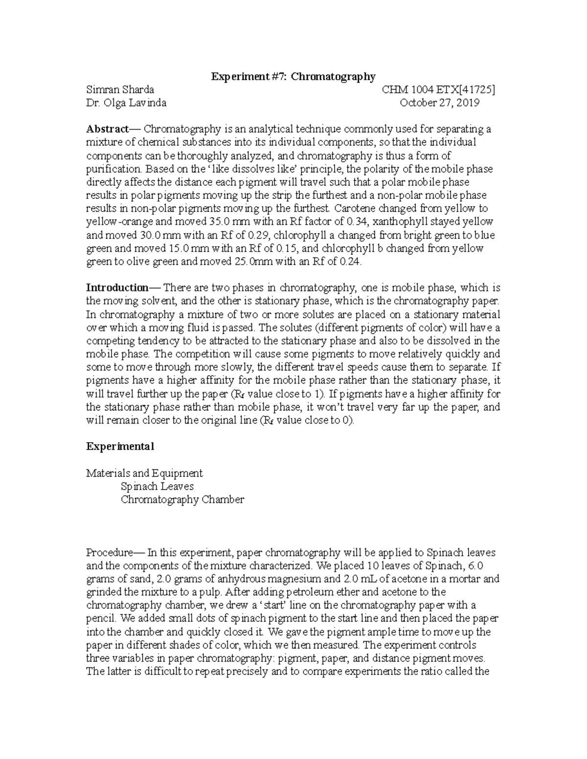 Paper chromatography lab report conclusion picture