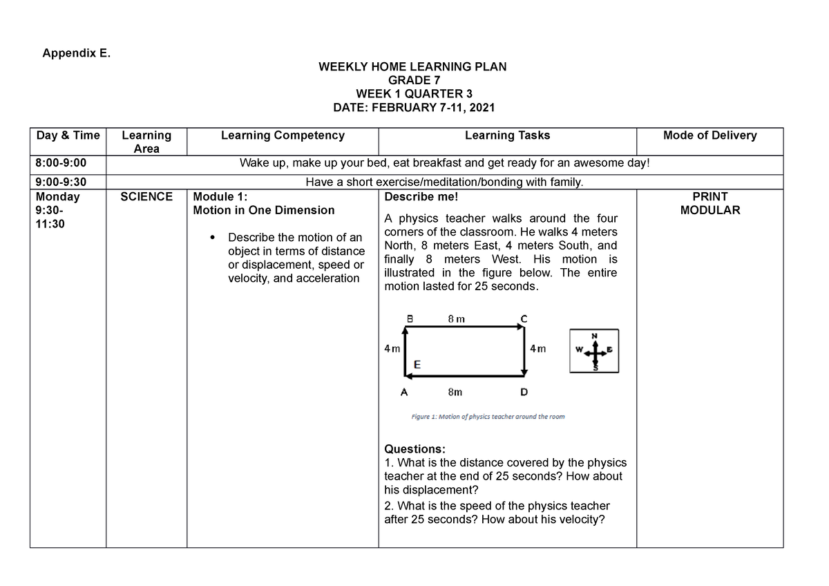 Week1 3 - DLL - Appendix E. WEEKLY HOME LEARNING PLAN GRADE 7 WEEK 1 ...