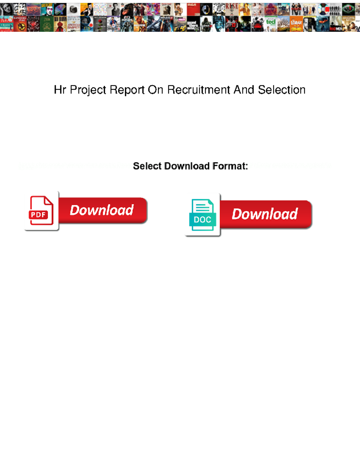 Hr project report on recruitment and selection - Hr Project Report On ...