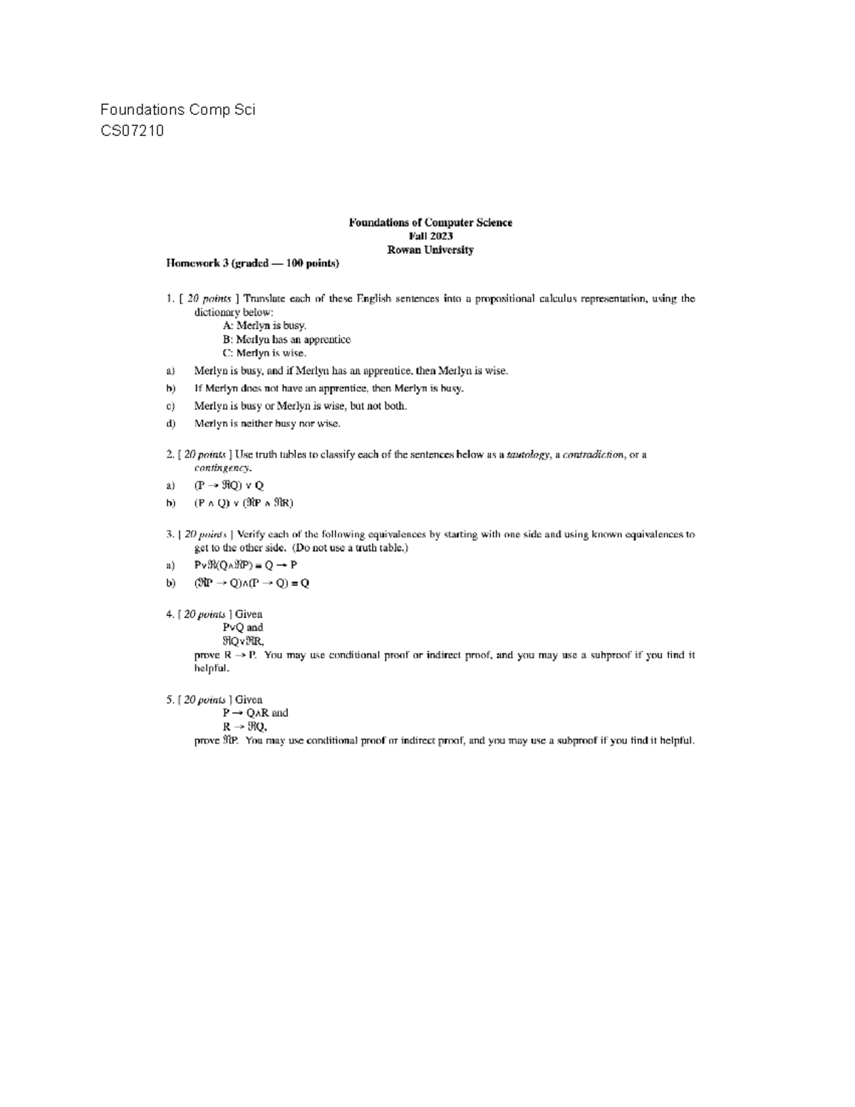 Foundations to Comp Sci3 CS07210 Foundations Comp Sci CS Studocu