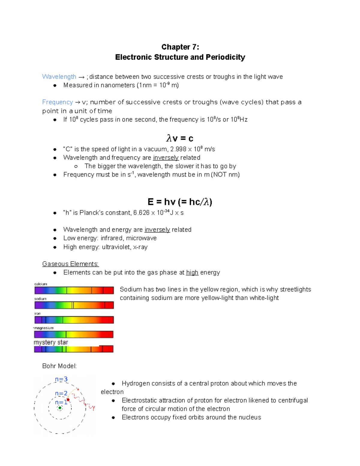 Chapter 7 - Chem 1127Q - Chapter 7: Electronic Structure and ...