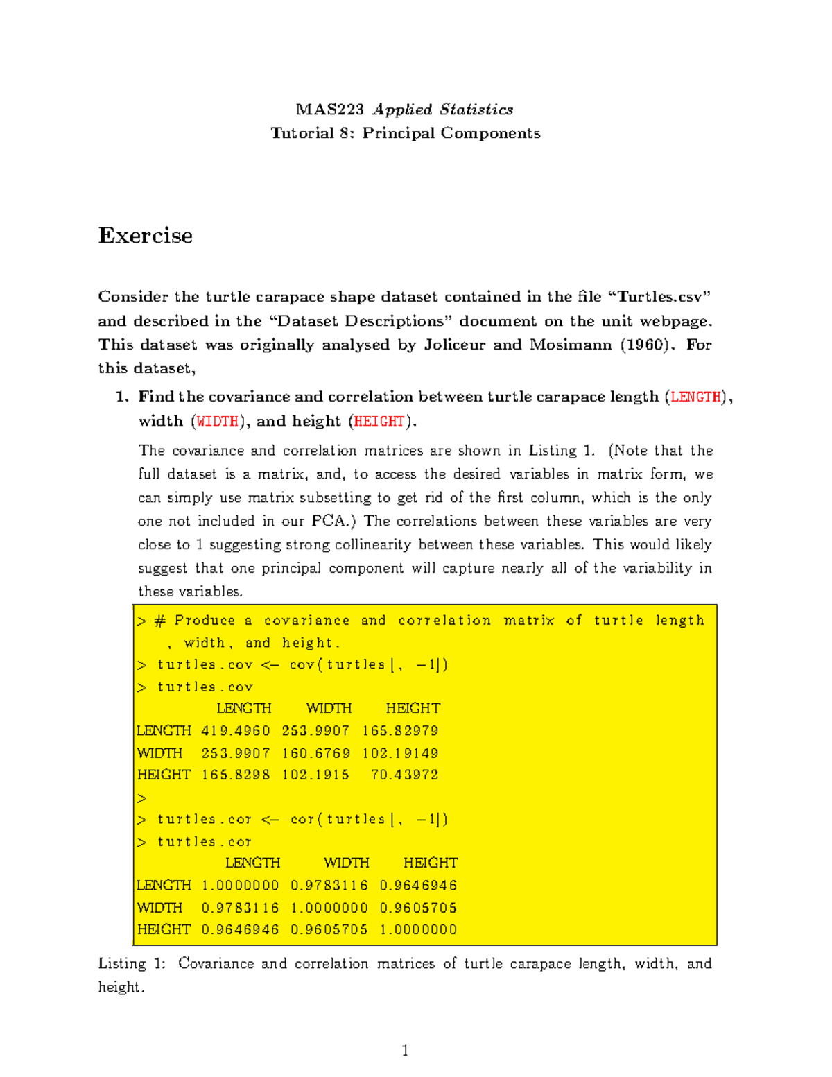 Tutorial 8 Solutions - MAS223 - SEMESTER 2 - MURDOCH UNIVERSITY - 2021 ...