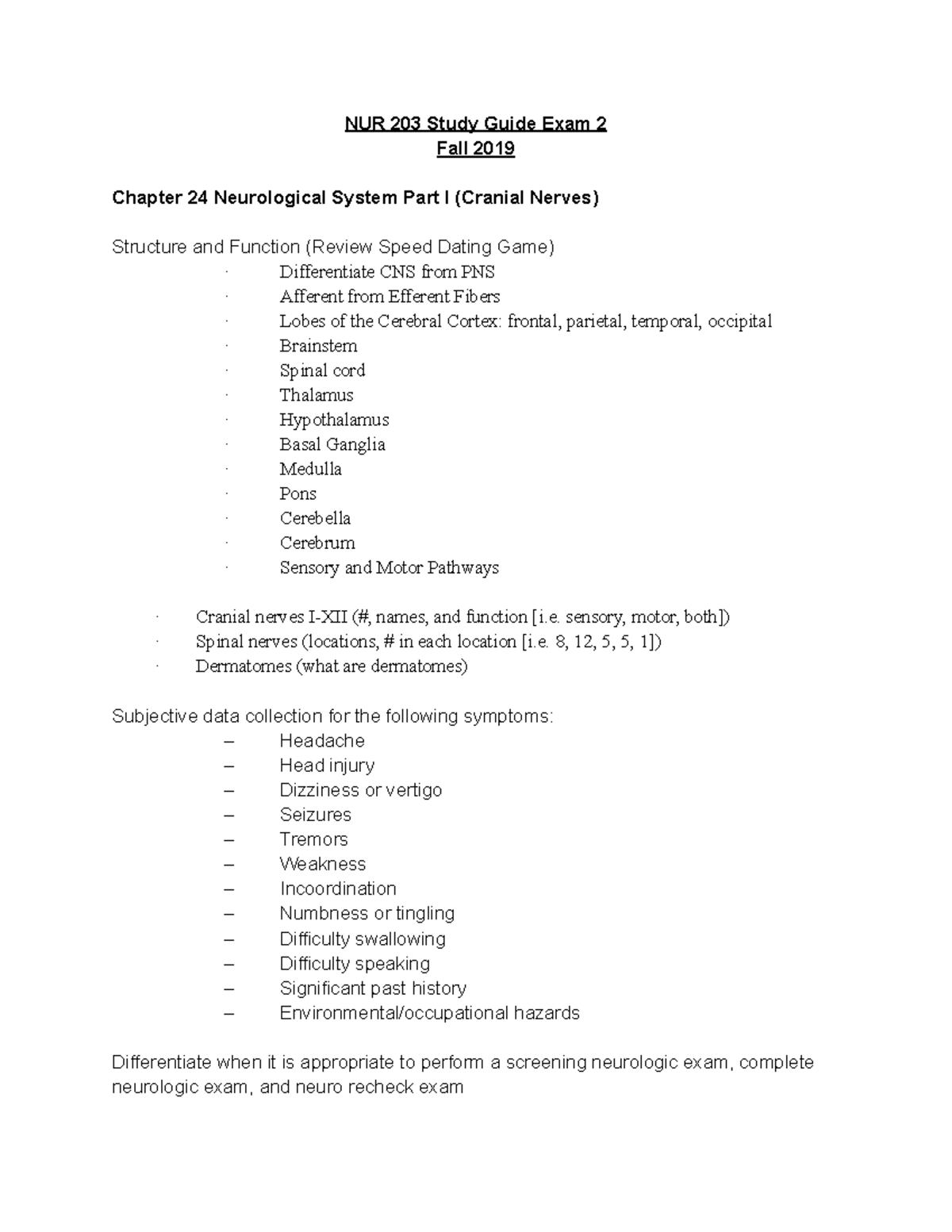 Exam 2 Study Guide - lecture notes pertaining to the second exam needed ...