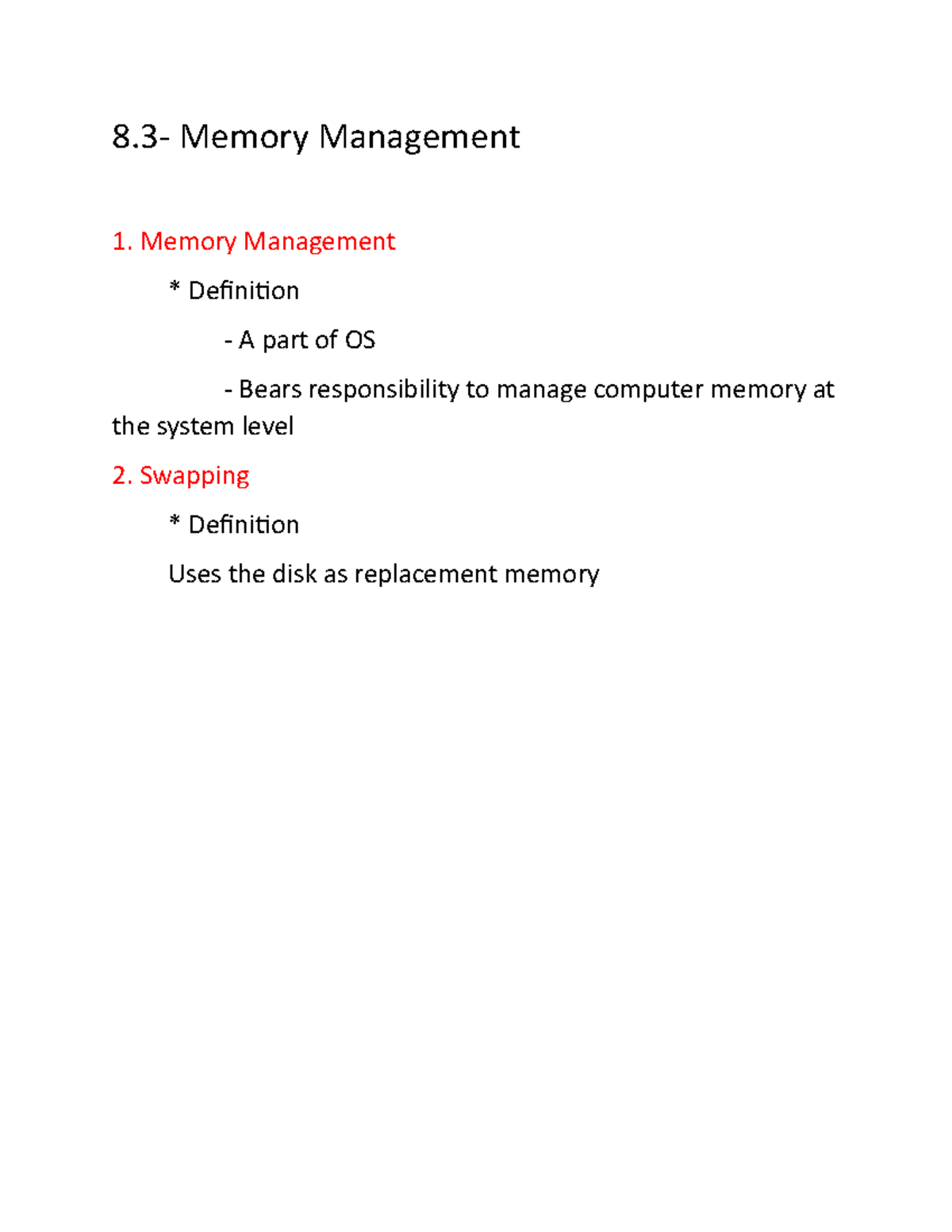 Operation System 3 1231231231312312312312213 8 Memory Management