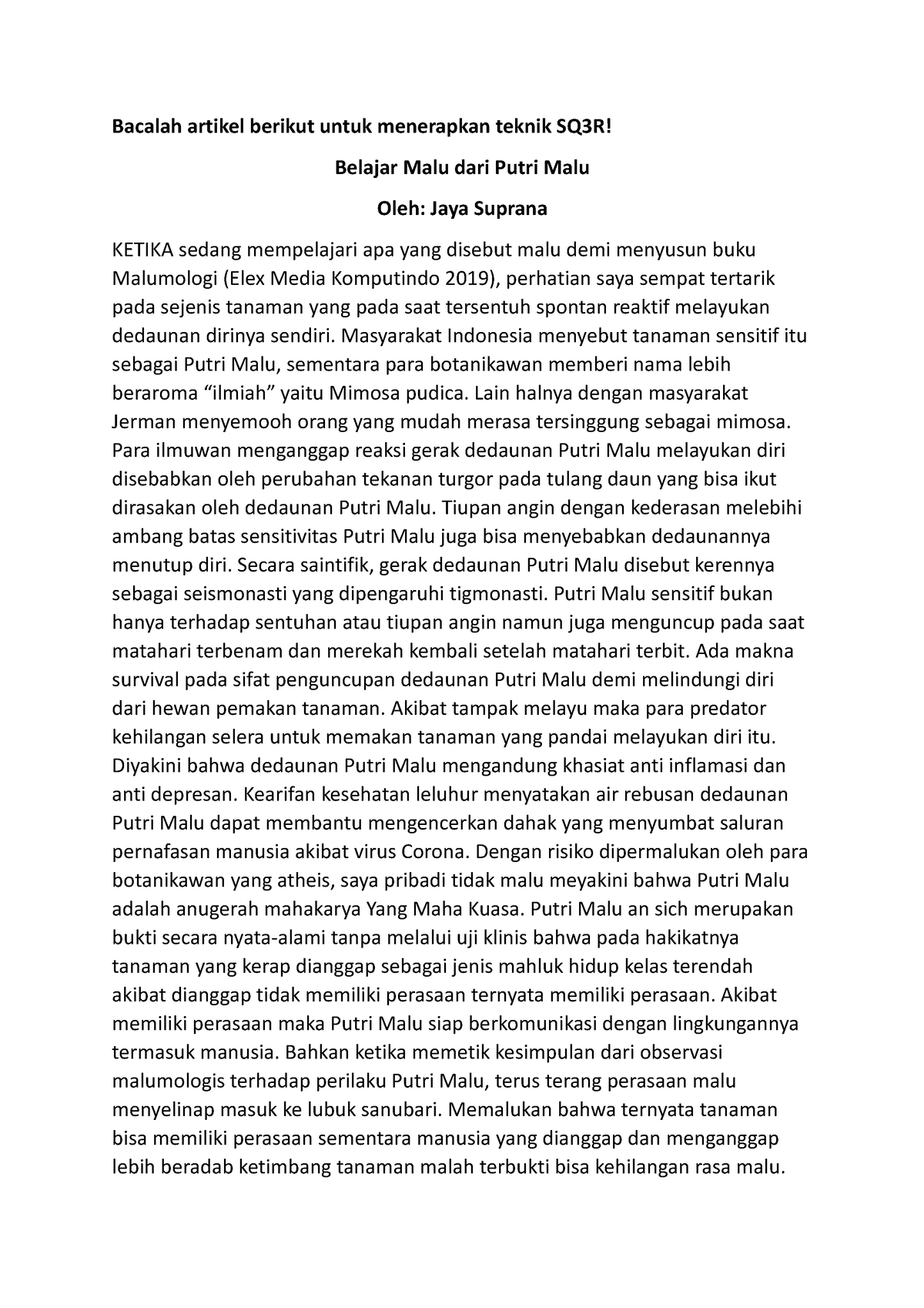 Jawaban Tugas 1 Bahasa Indonesia - Bacalah Artikel Berikut Untuk ...