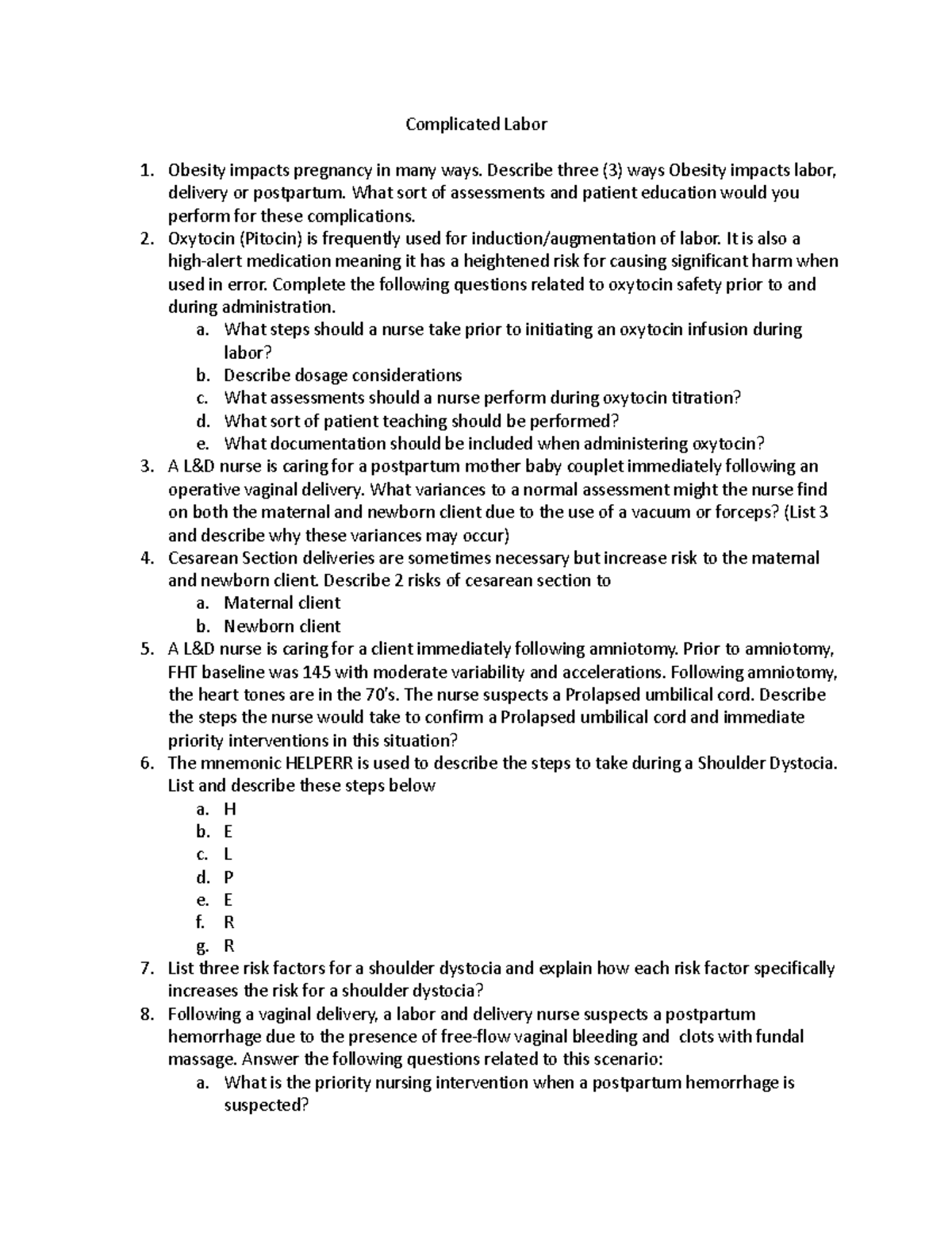 Complicated Labor Assignment - NS 830 - Studocu