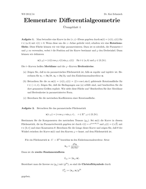 Elementare Differentialgeometrie Elementare - 