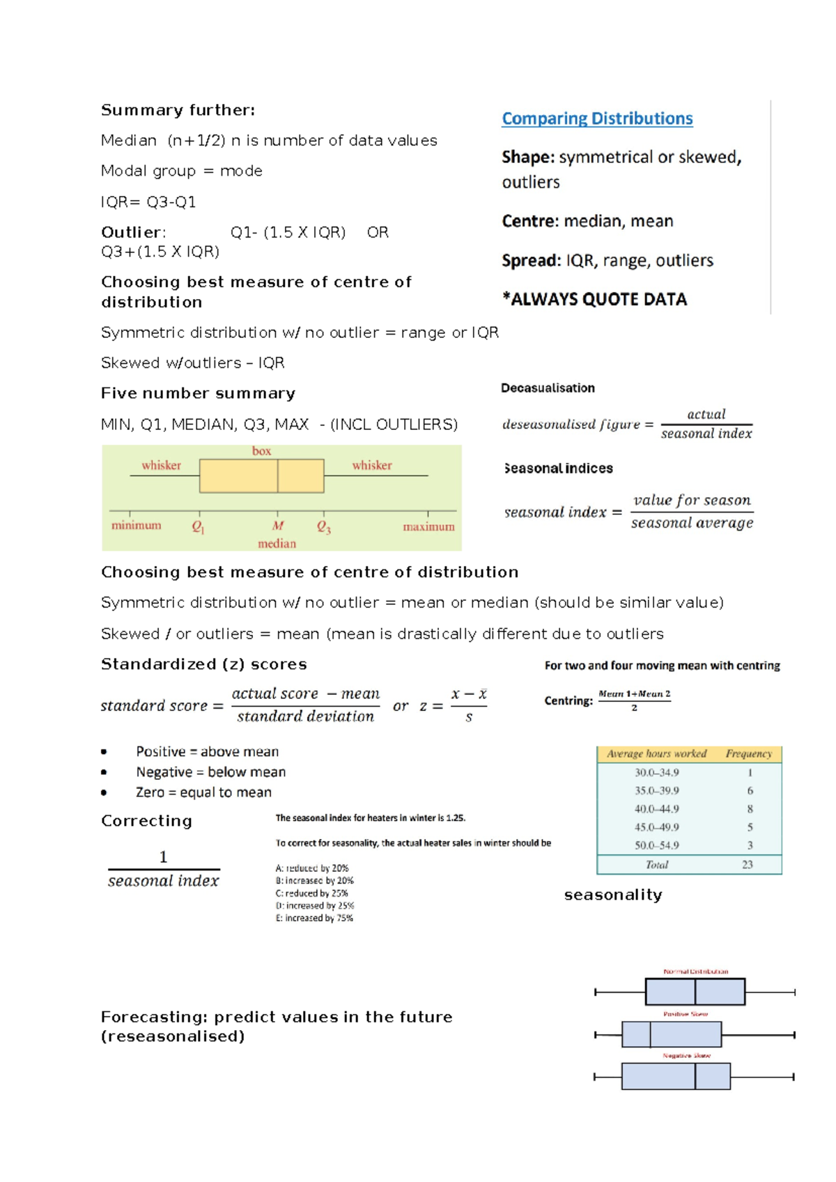 Further summary free stuff Summary further Median (n+1/2) n is