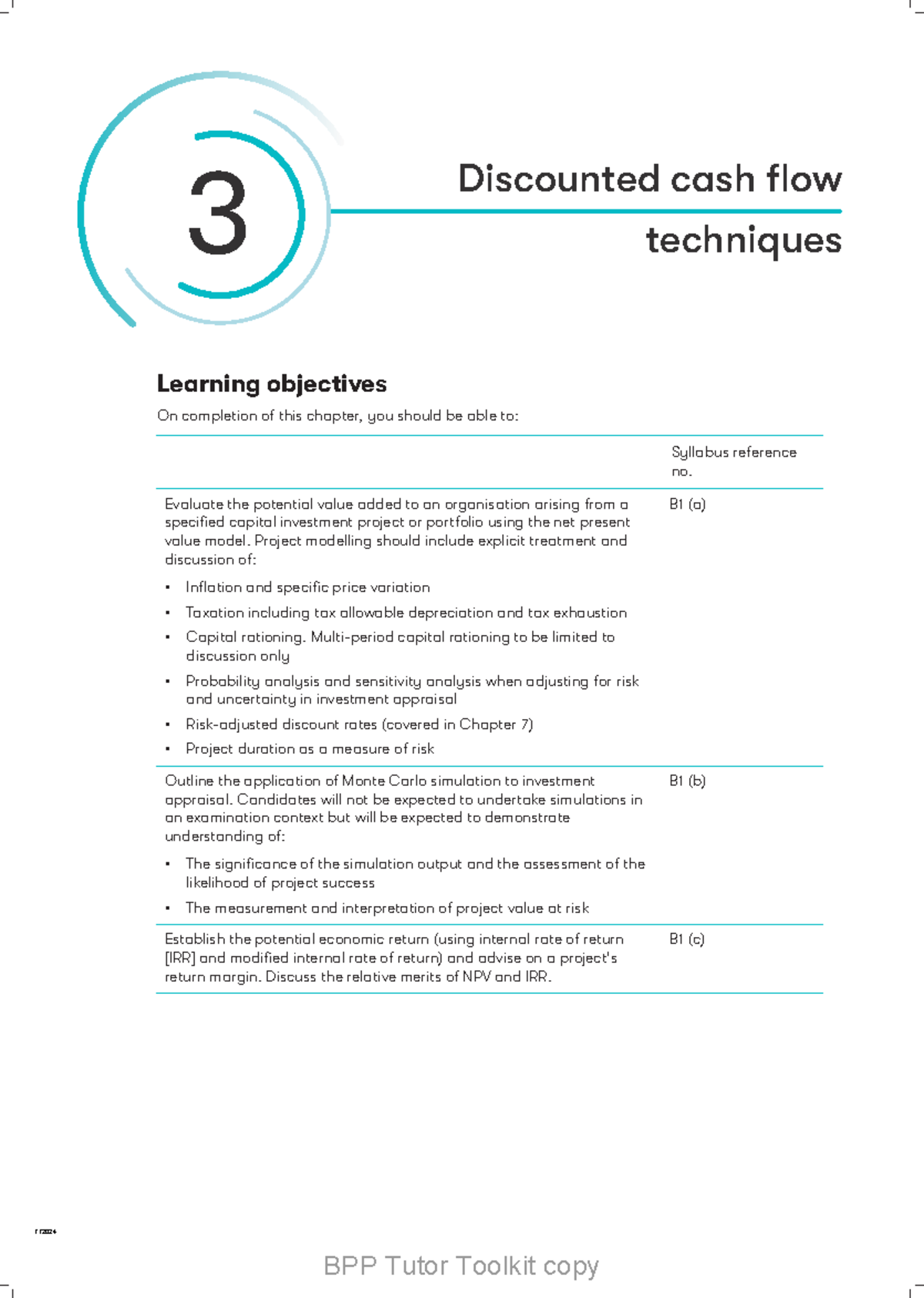 3 Discounted CASH FLOW Techniques - 3 Learning objectives ####### On ...