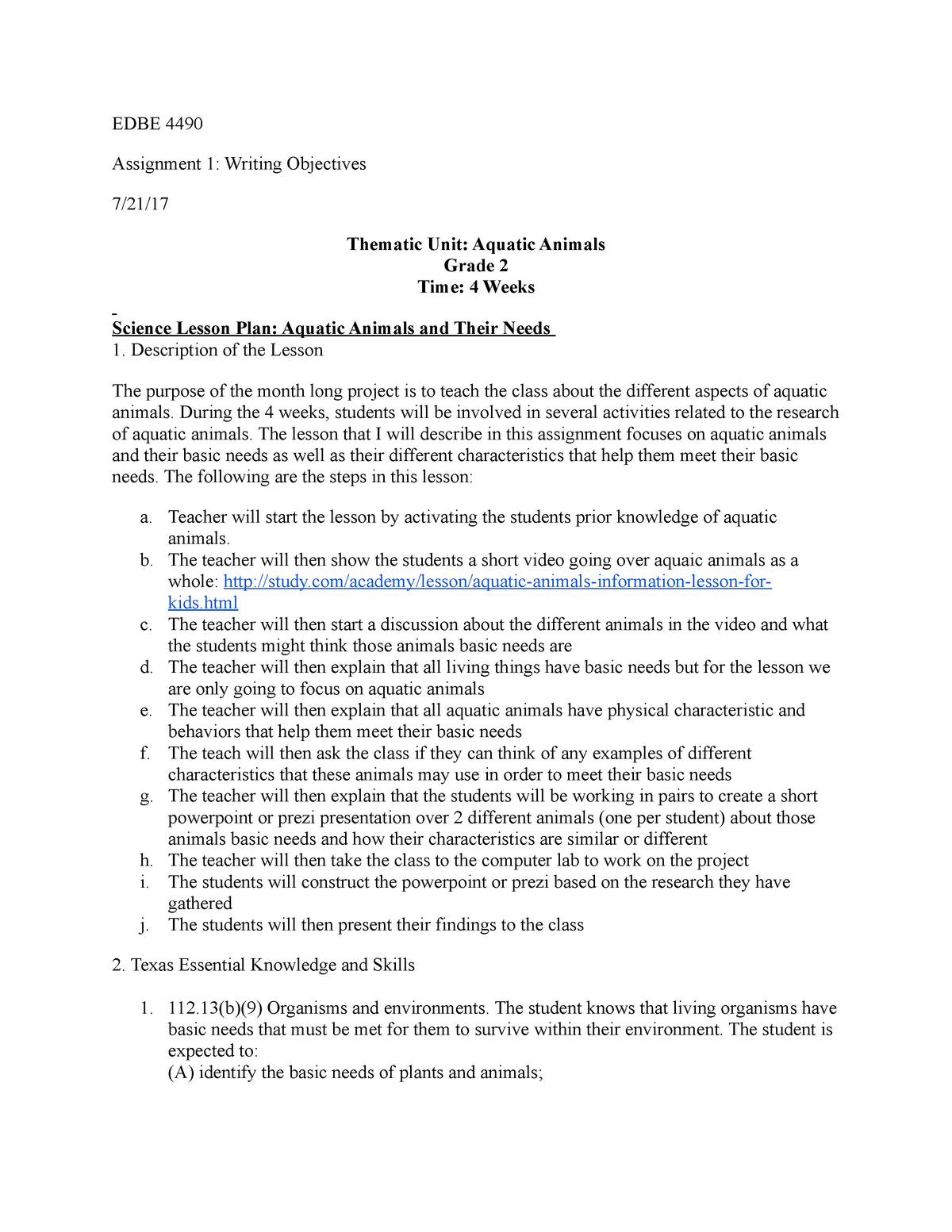 writing instructional objectives assignment passing score