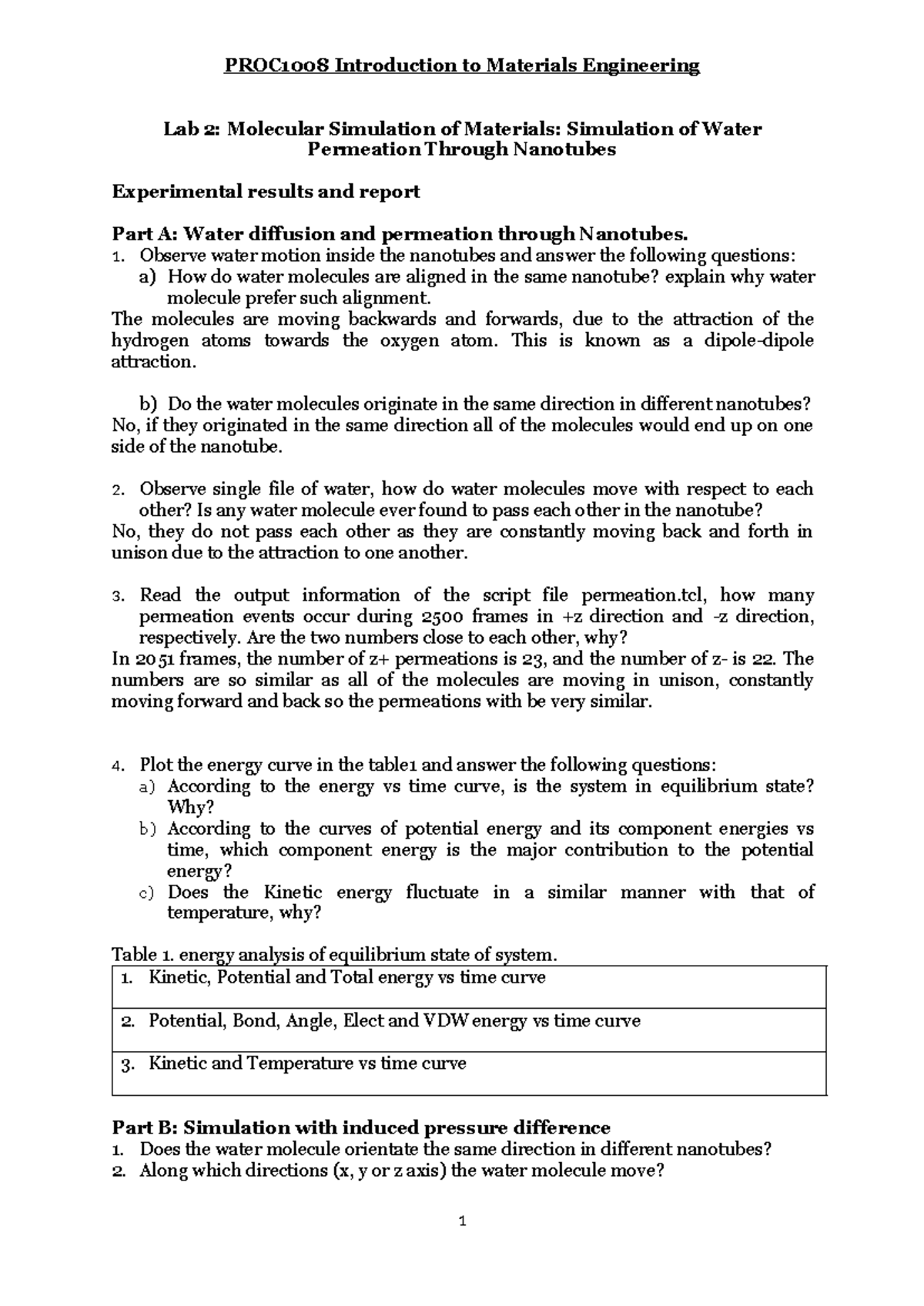 PROC1008 lab2 Report Sheet - PROC1008 Introduction to Materials ...