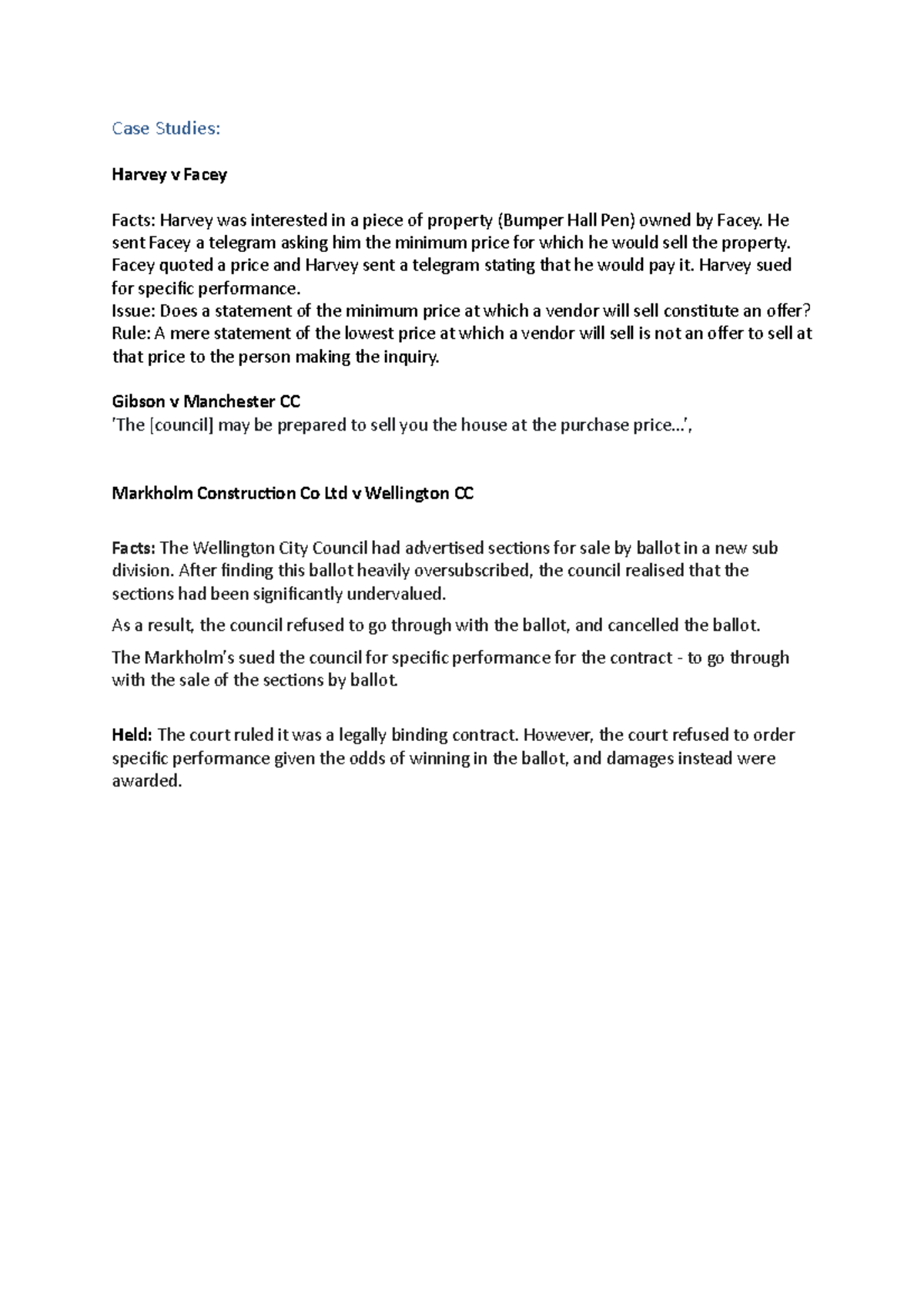 2. Offers important cases and general principles Case Studies