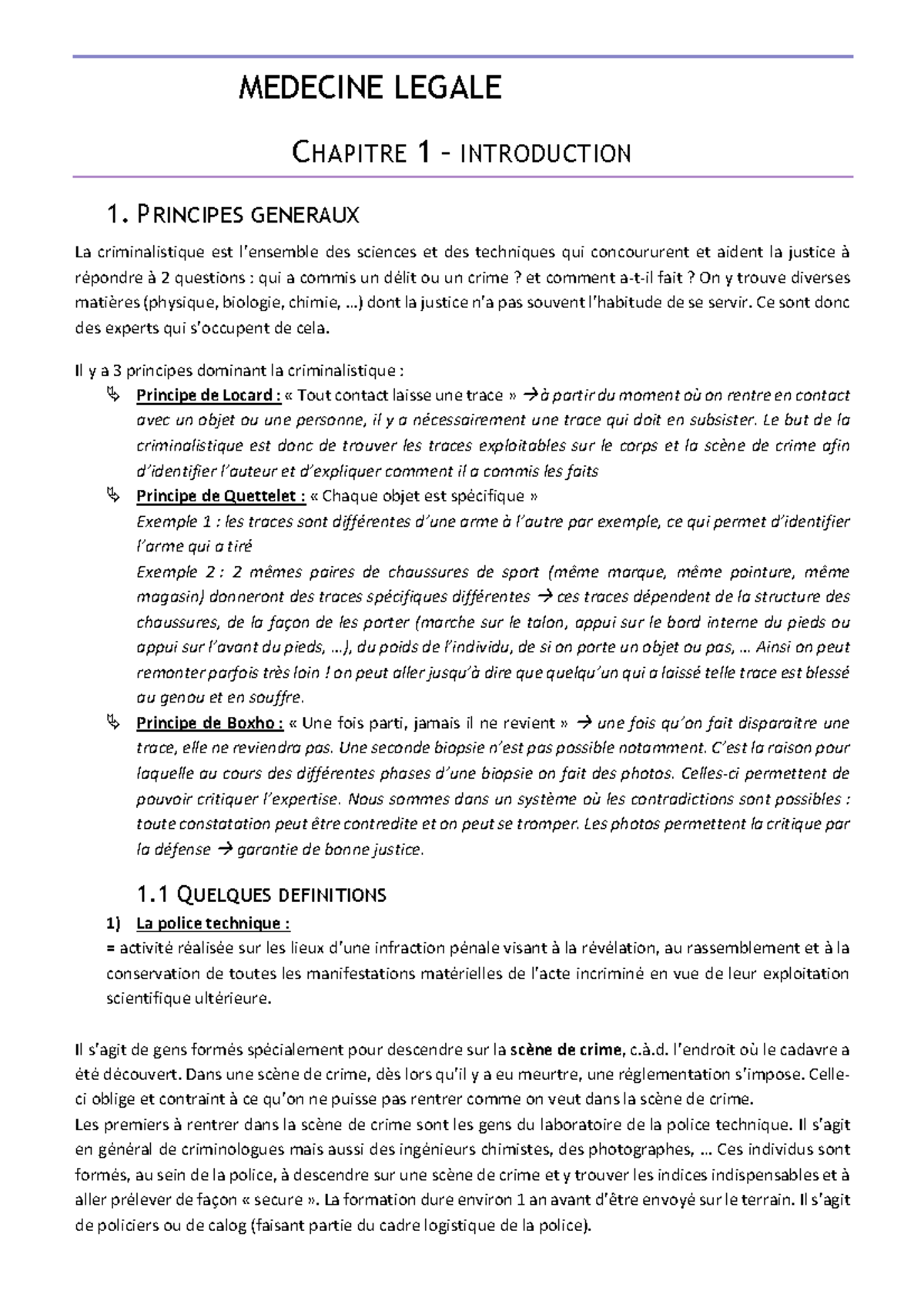 Médecine légale Cours complet de Bac Médecine Médecines Complémentaires UNamur Studocu