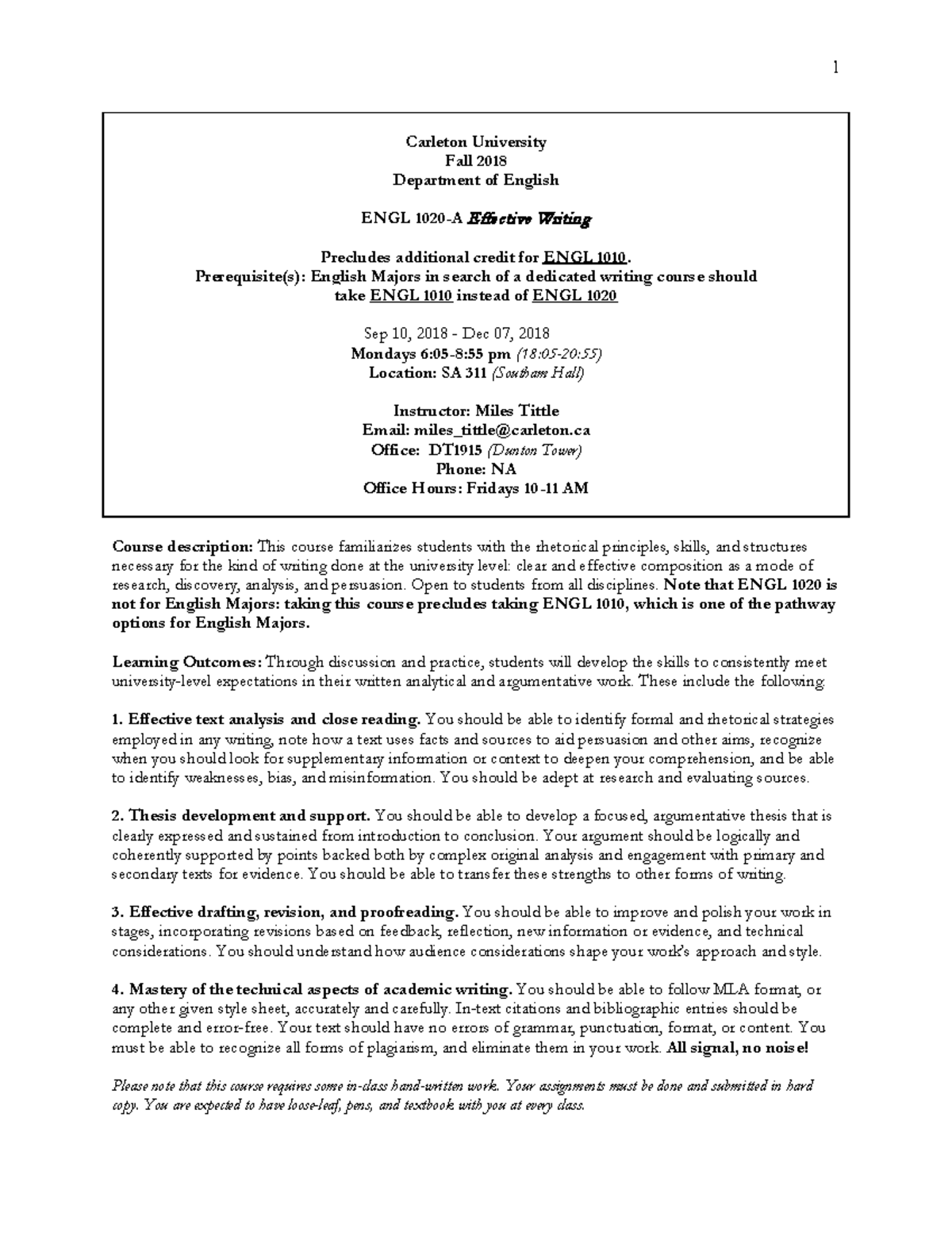 Eng - Check it - Carleton University Fall 2018 Department of English ...