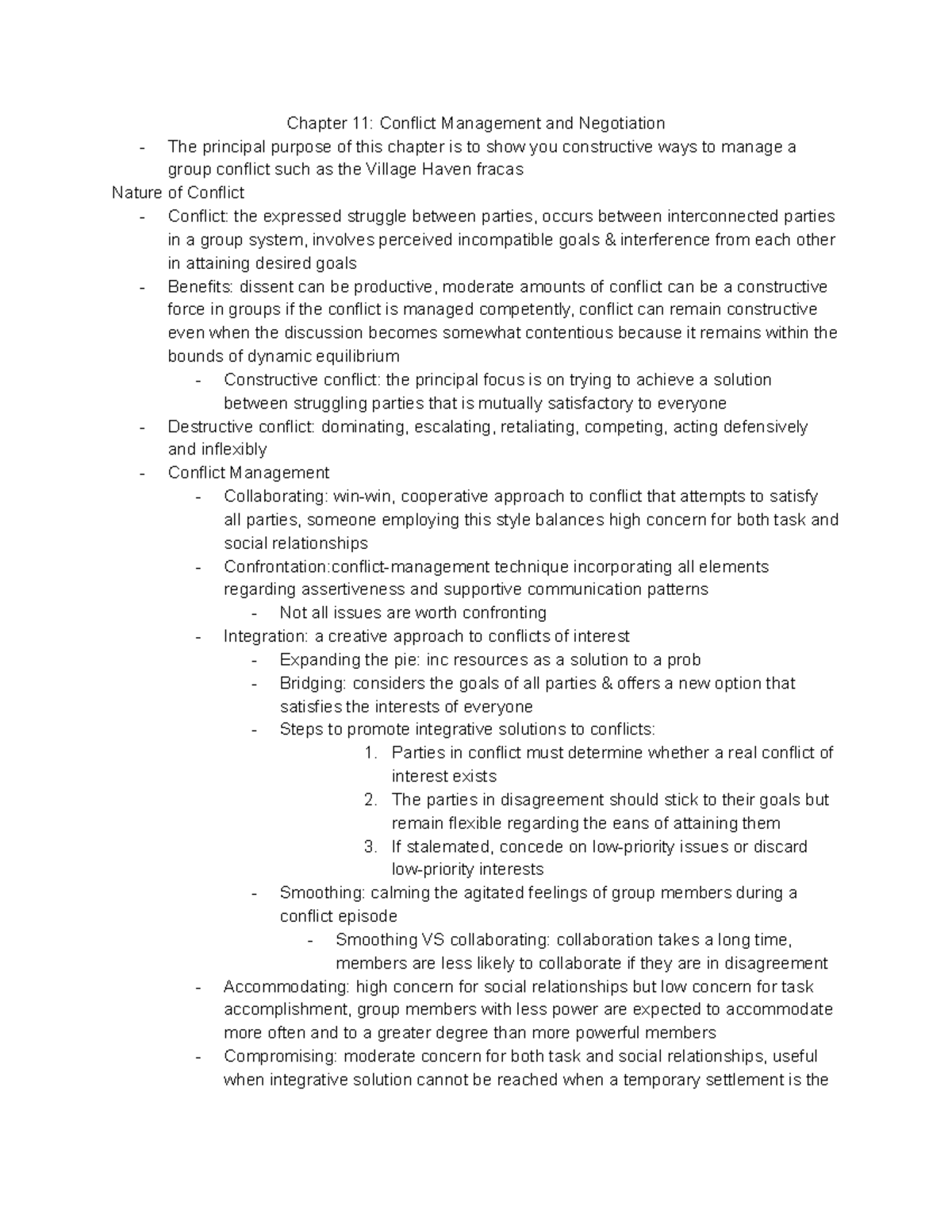 com230-chapter-11-notes-chapter-11-conflict-management-and