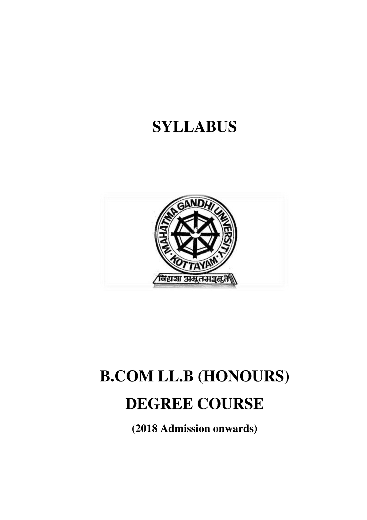 B.Com, LL.B (H) CSL - Syllabus Of Bcom Llb(hons) Under Mahatma Gandhi ...