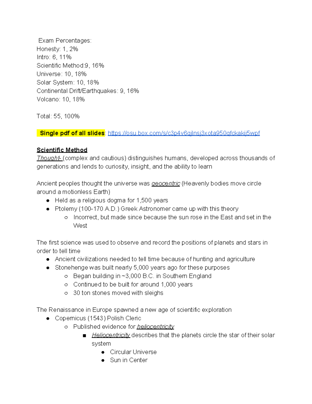 Earths Science 1121 Midterm 1 Study Guide Studocu