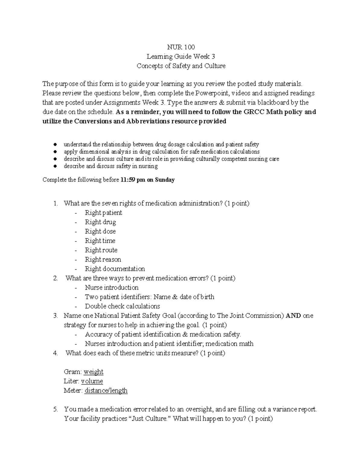 Learning+Guide+%233+V3 - NUR 100 Learning Guide Week 3 Concepts of ...