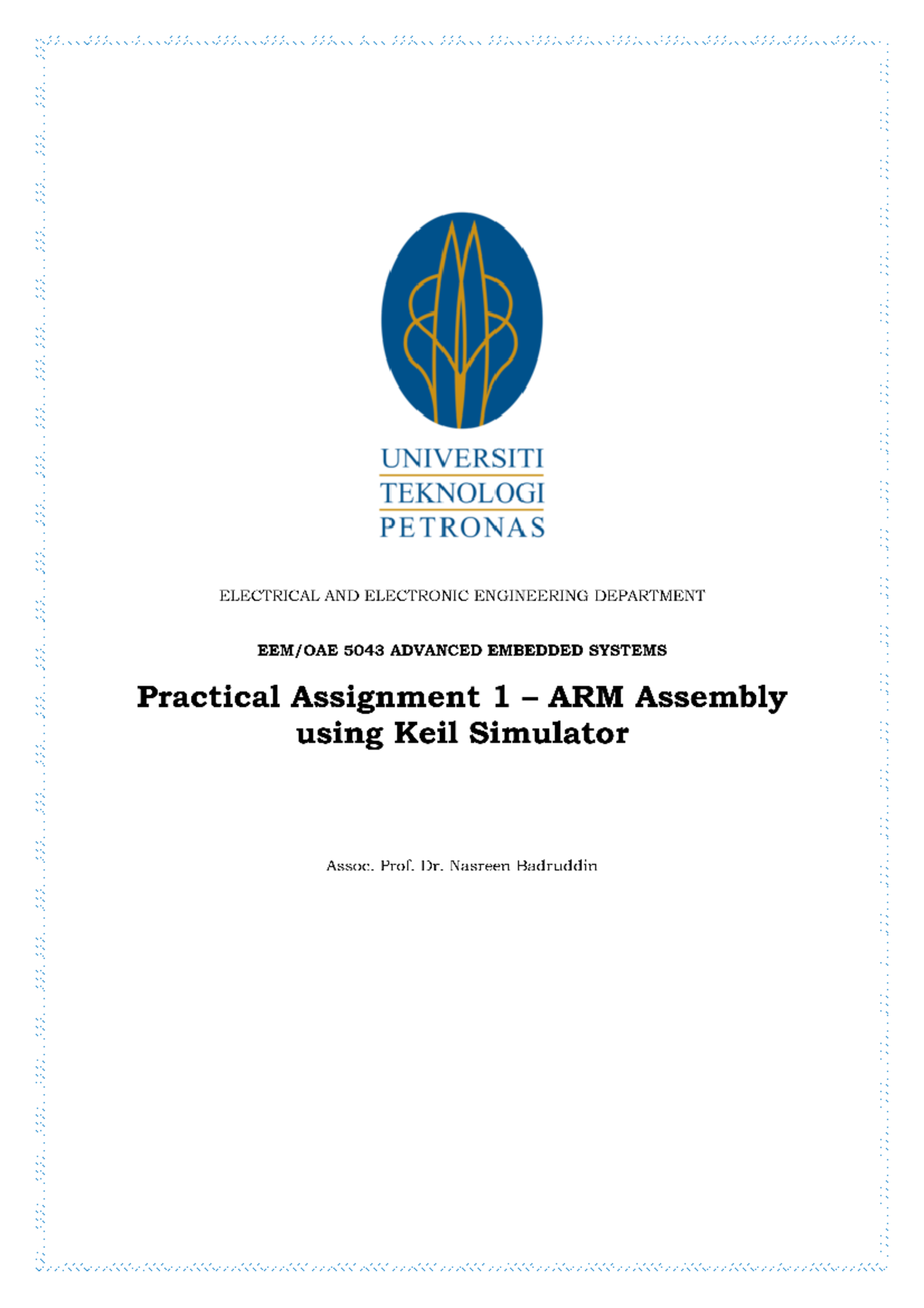 Embedded CW1 - good - Objectives To write programs in Assembly language ...