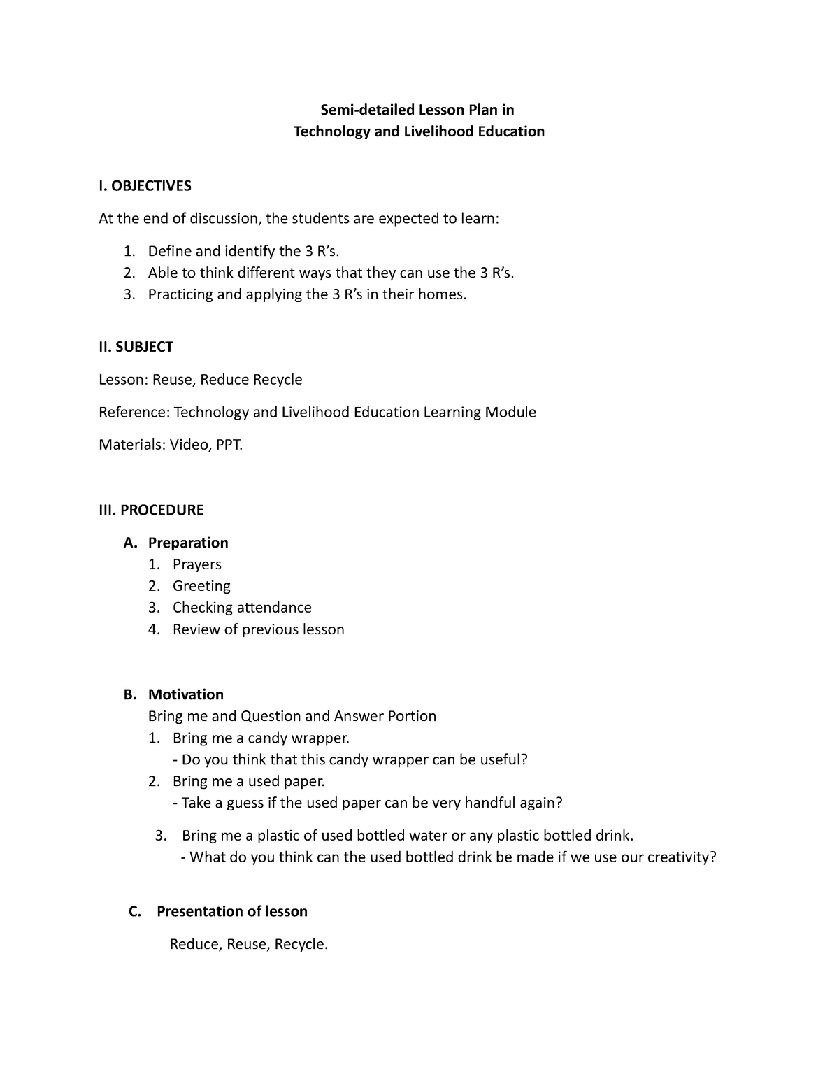 Lesson Plan In Tle - frjjgbrjogbsrw - Semi-detailed Lesson Plan in ...