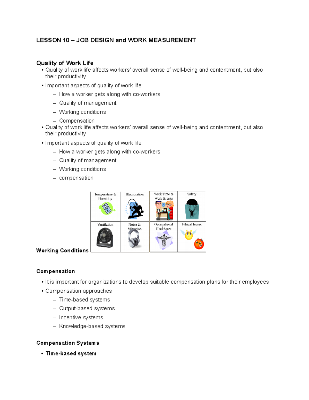 Lesson 10. Job Design and Work Measurement.OM LESSON 10 JOB DESIGN and WORK MEASUREMENT