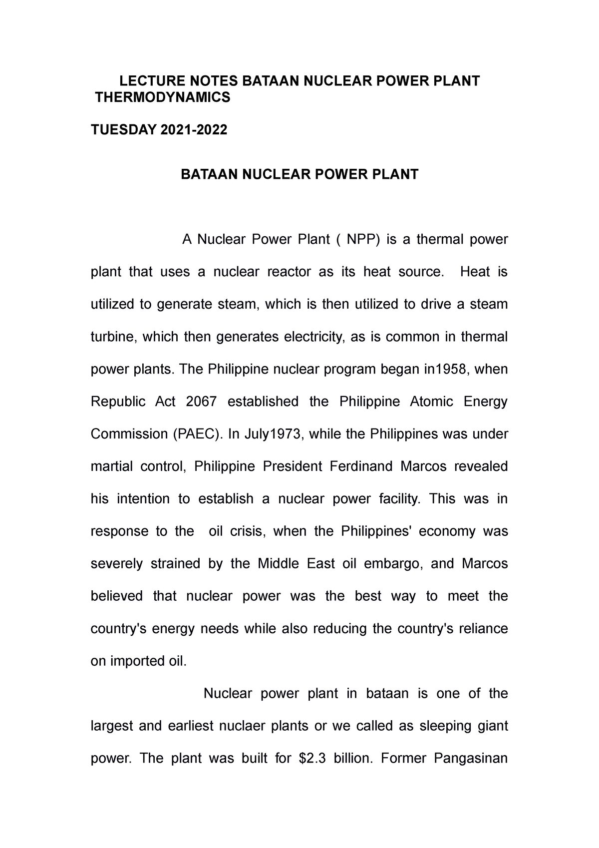 lecture-notes-bataan-nuclear-power-plant-lecture-notes-bataan-nuclear