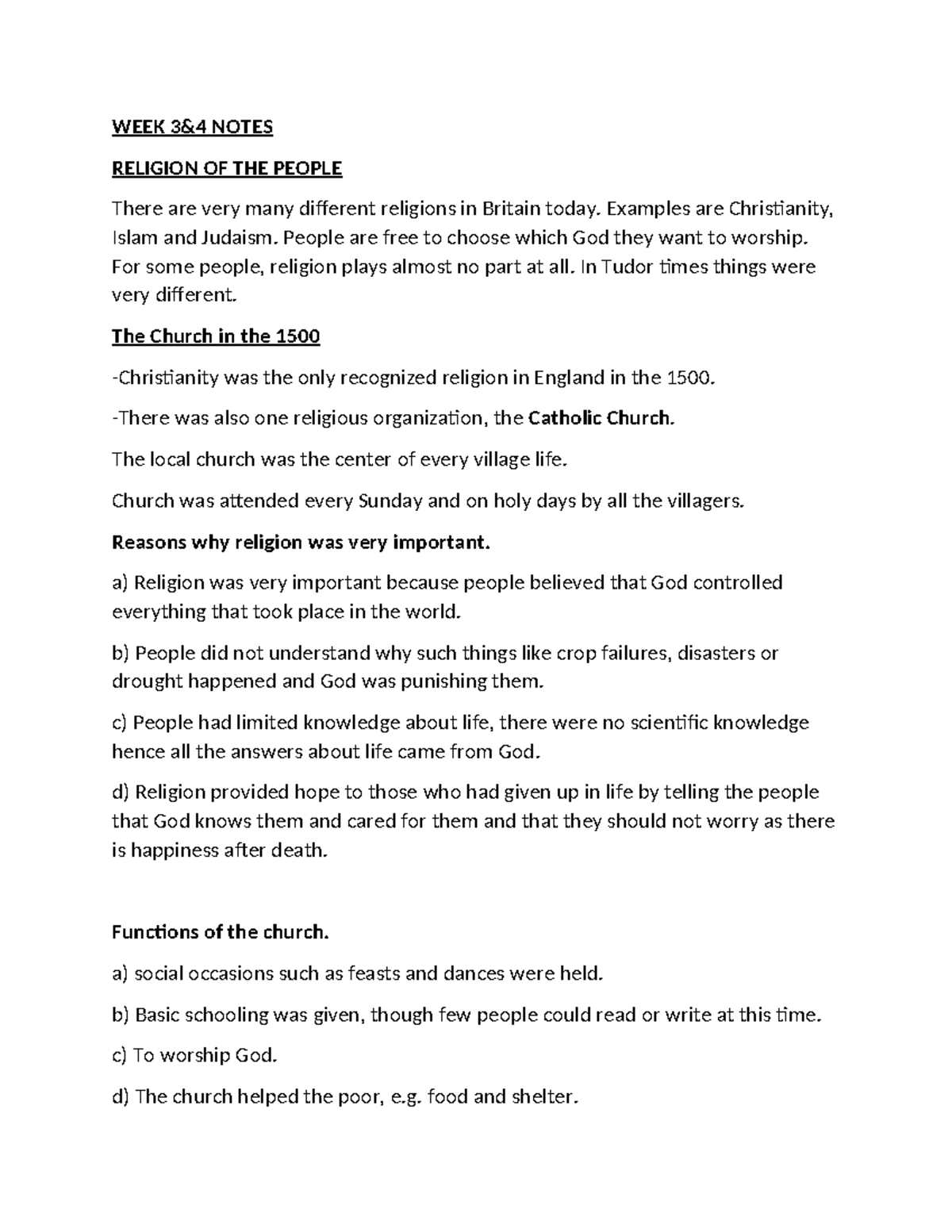 Religion OF THE People - weksndgowhburs - WEEK 3&4 NOTES RELIGION OF ...