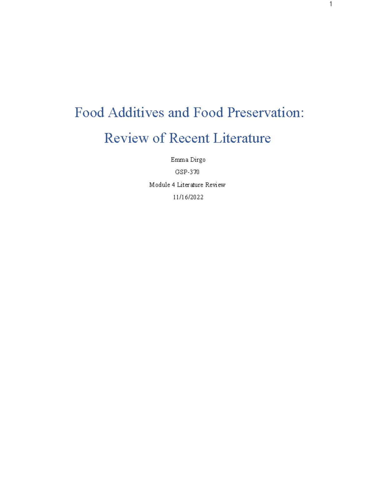 Emma Literature Review 11 16 22 VER.#2 - Food Additives and Food ...