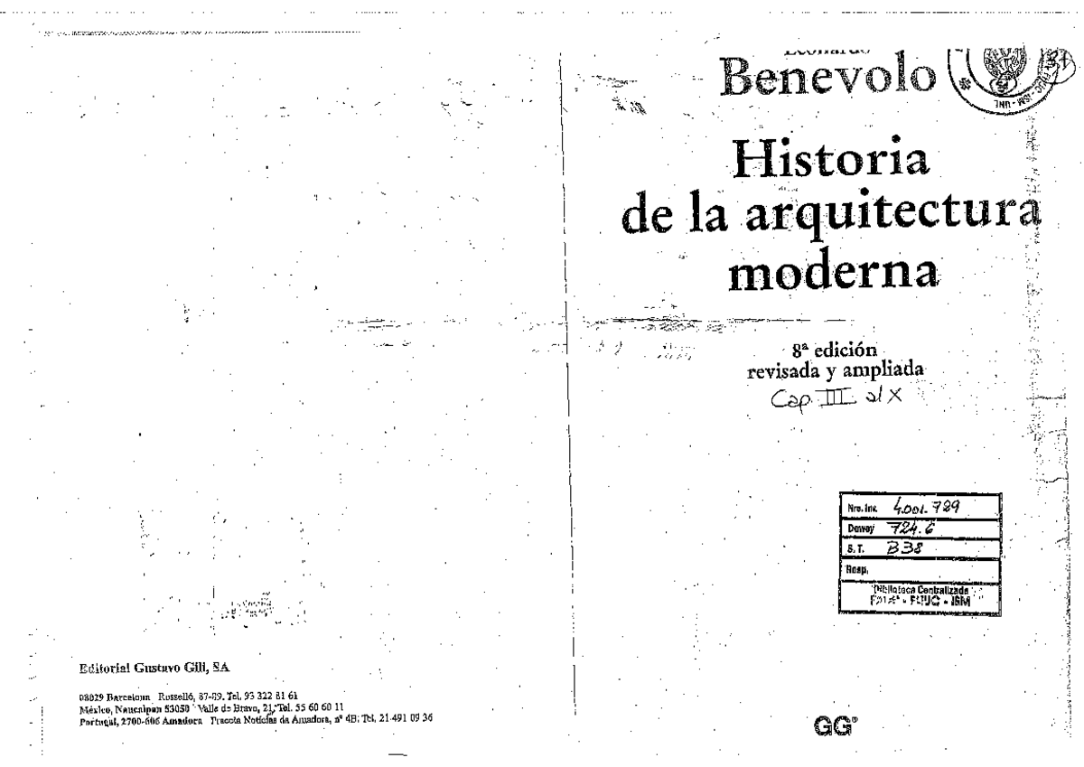Benévolo, Leonardo Caps. III al X Historia de la arquitectura moderna